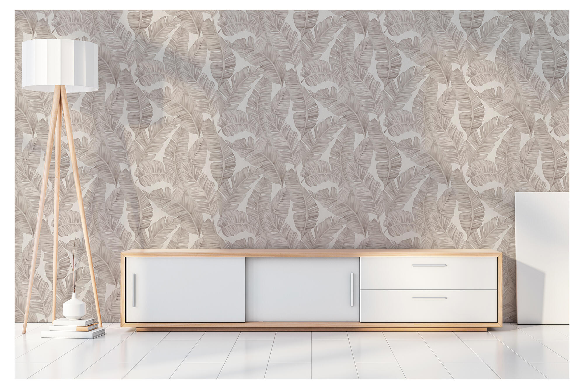 Papel pintado vinilo naturaleza hojas 445419 beige