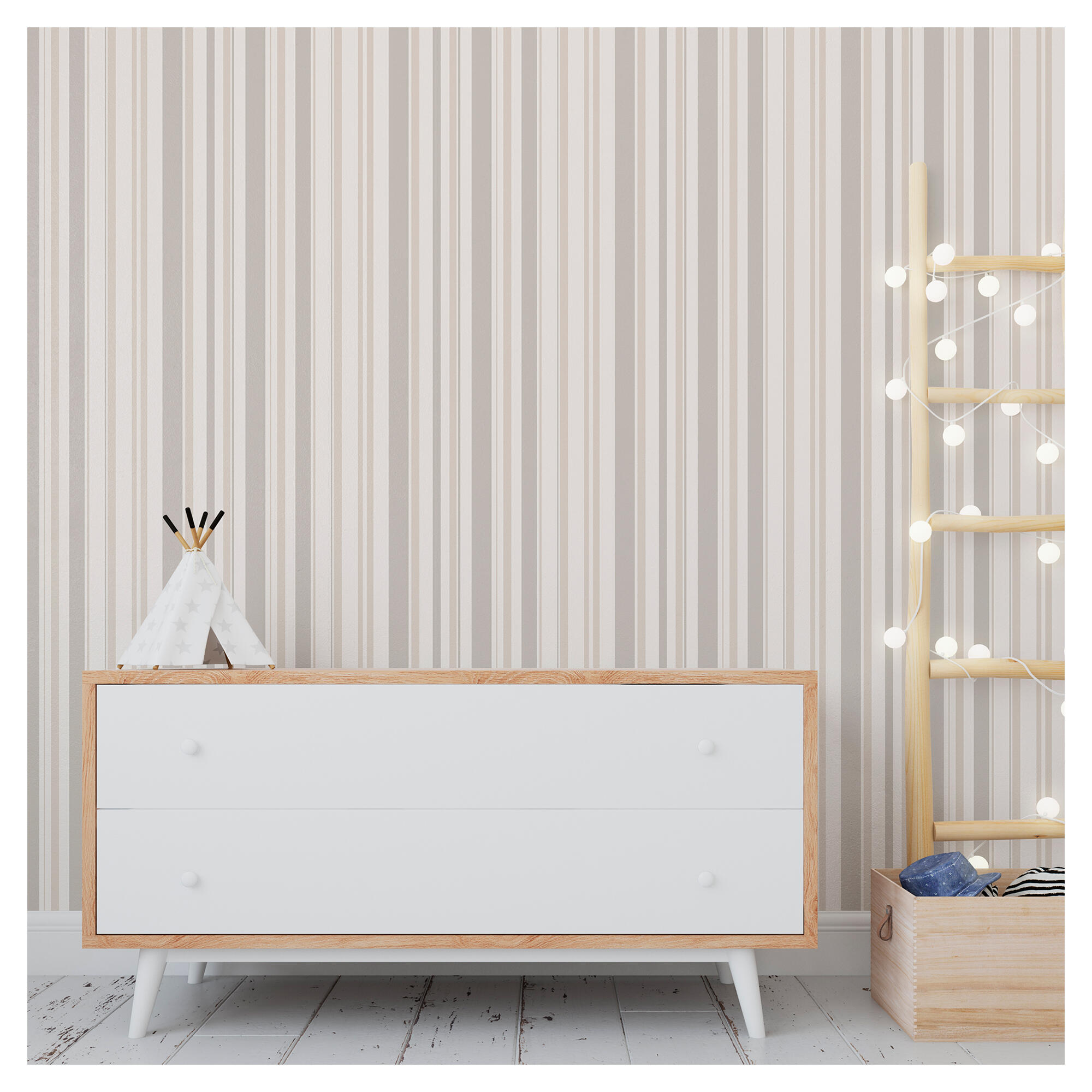 Papel pintado tapiz aplicación cola en papel rayas 6574 beige vinelus 52cmx10m