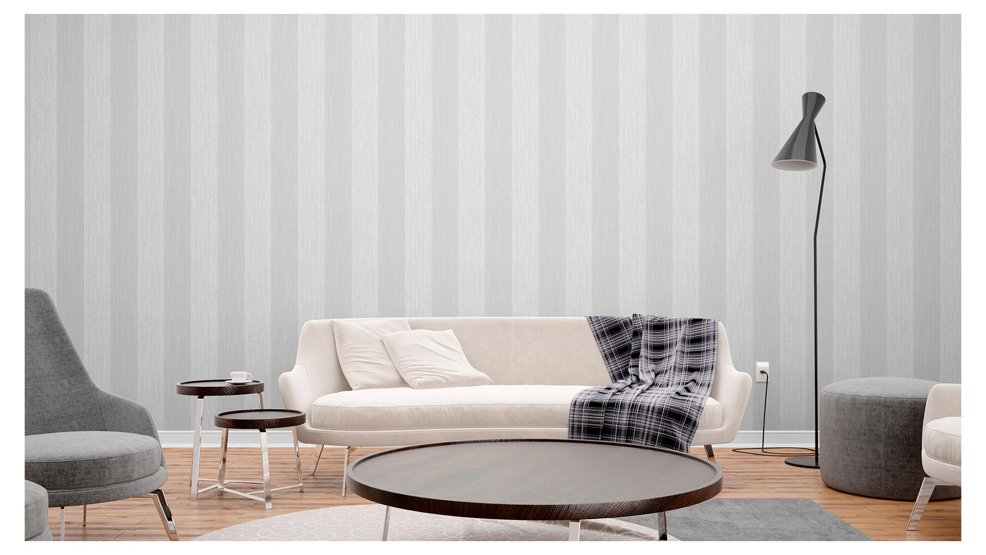 Papel pintado tapiz aplicación cola en papel raya 6513 gris vinelus 52cmx10m