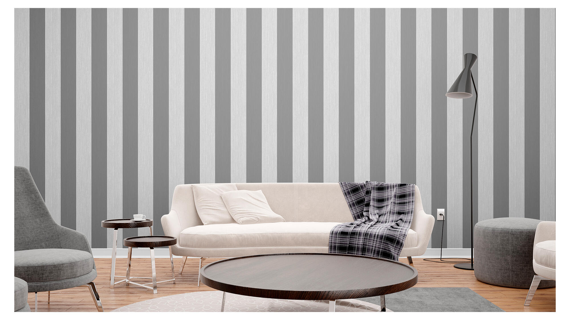 Papel pintado tapiz aplicación cola en papel raya 6511 gris vinelus 52cmx10m