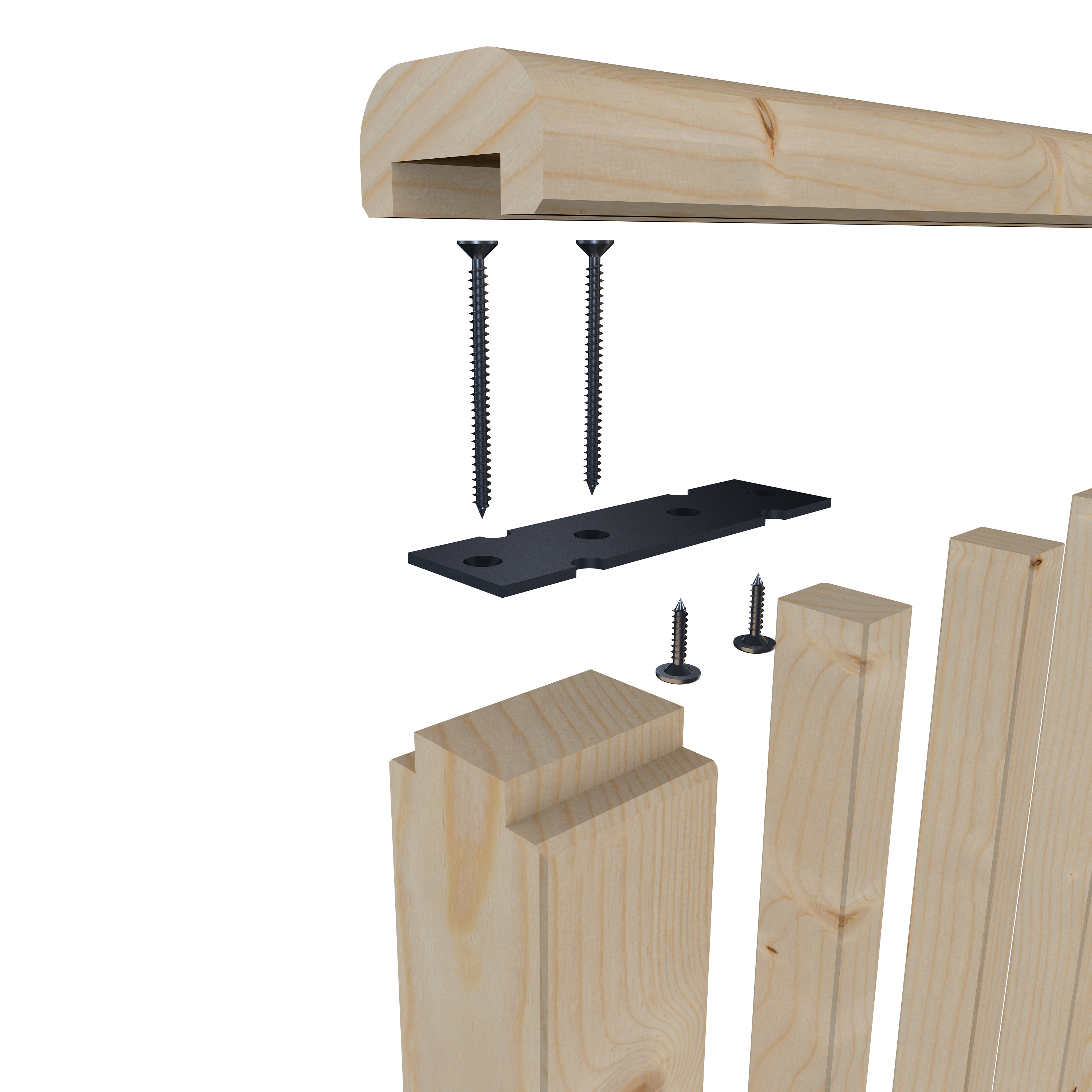 Balaustra in kit BURGER Fir in legno naturale, corrimano in abete, L 207 cm fissaggio a pavimento - 9