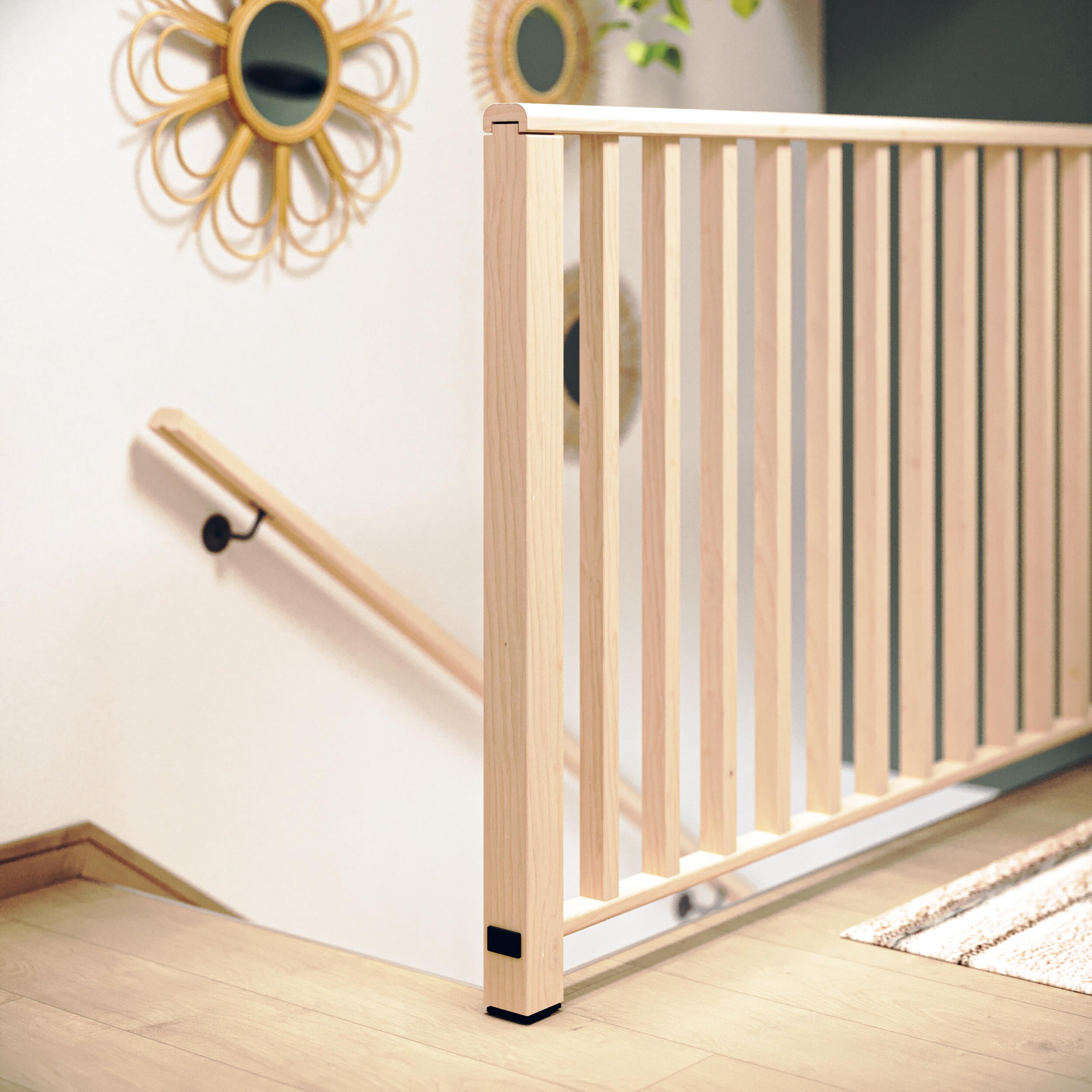 Poteau garde-corps carré Actual, sapin brut, H.106.3x l.7, P.7 cm - 2