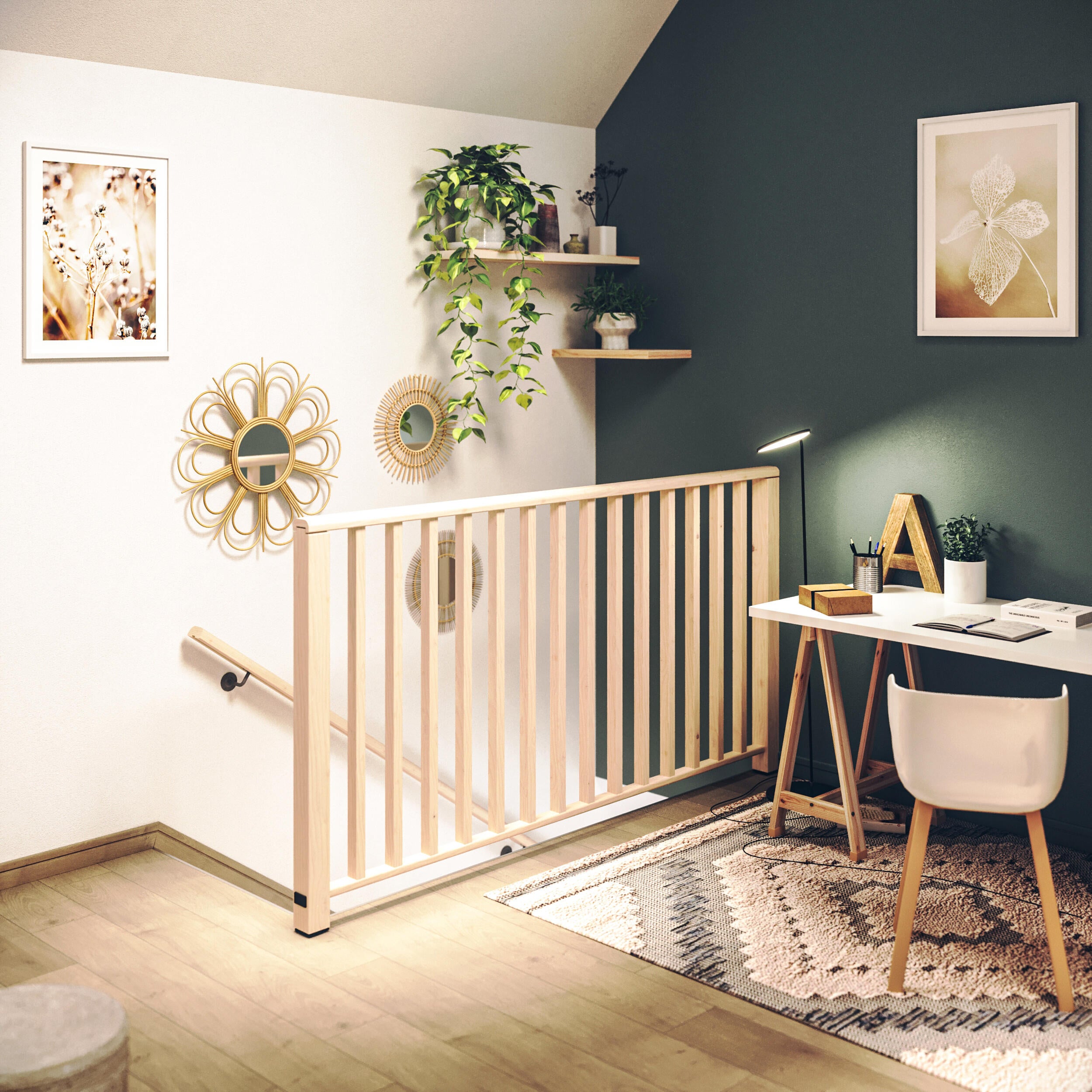 Balaustra in kit BURGER Fir in legno naturale, corrimano in abete, L 207 cm fissaggio a pavimento - 3