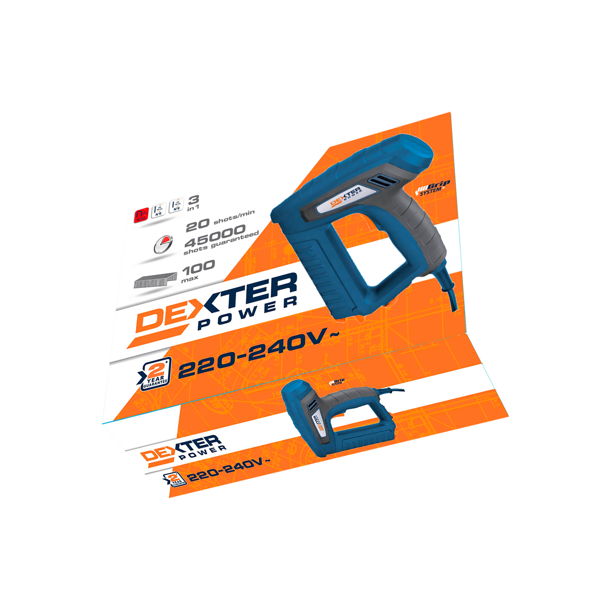 Grapadora/clavadora eléctrica DEXTER 3 funciones N53-8-9 - 2