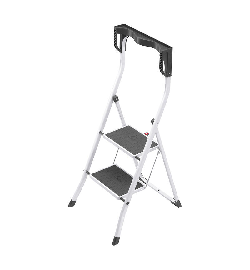 Marche pied HAILO Safety Plus 2 marches larges pliable en acier avec poignées - 6