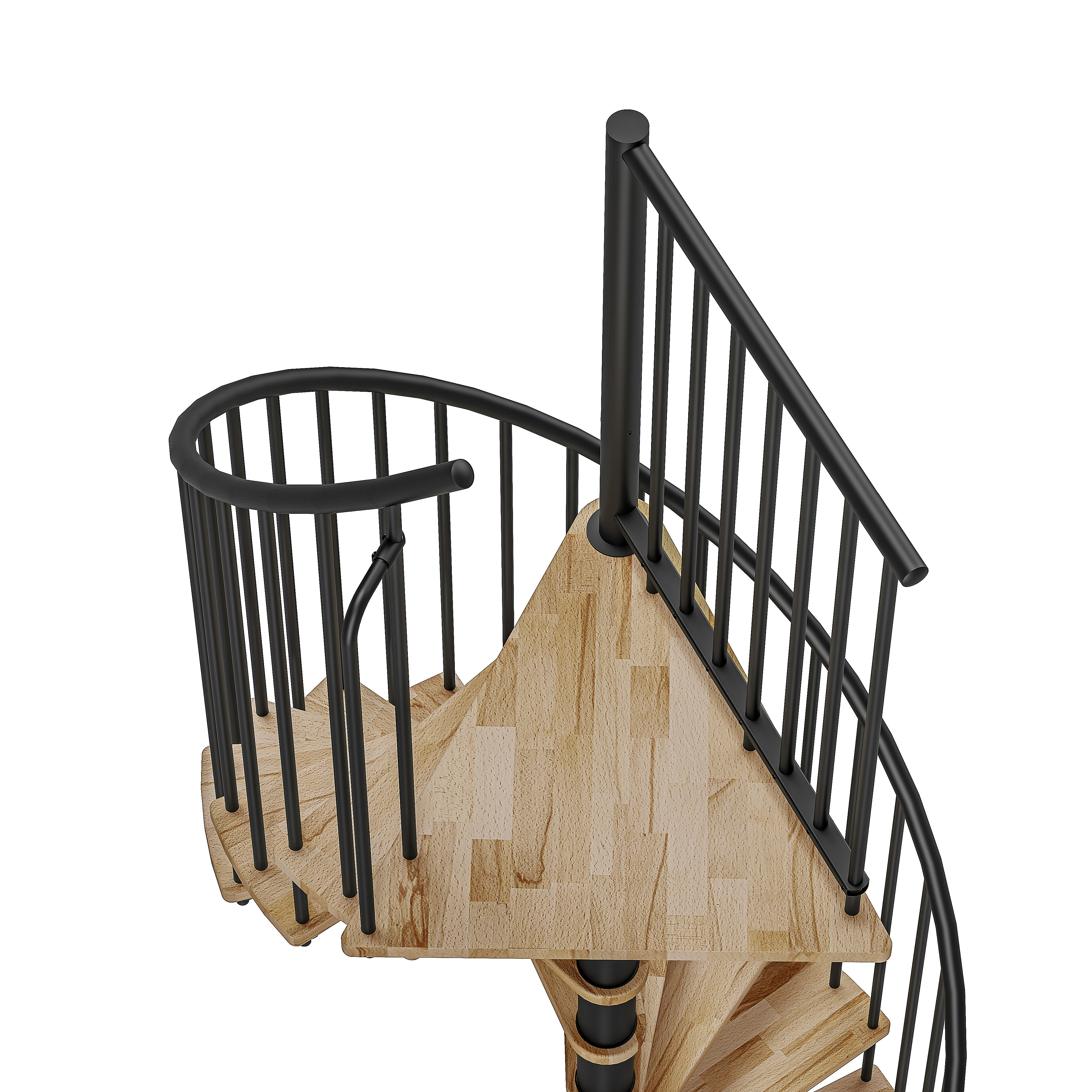 Escalier colimaçon acier noir 13marches bois lamellé collé, ∅120 cm, Spiranobois - 5