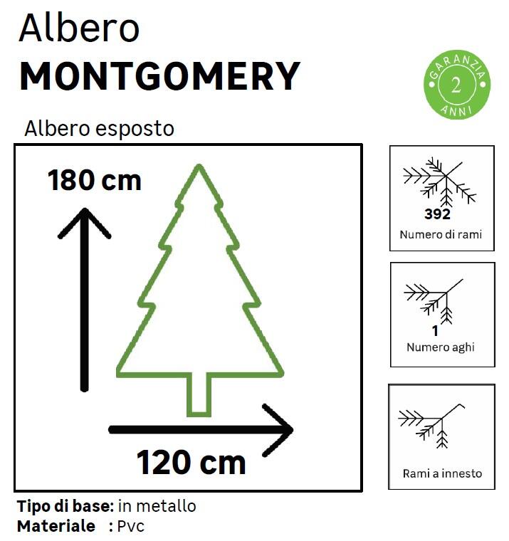 Albero di Natale artificiale Montgomery verde H 180 cm x Ø 120 cm - 4