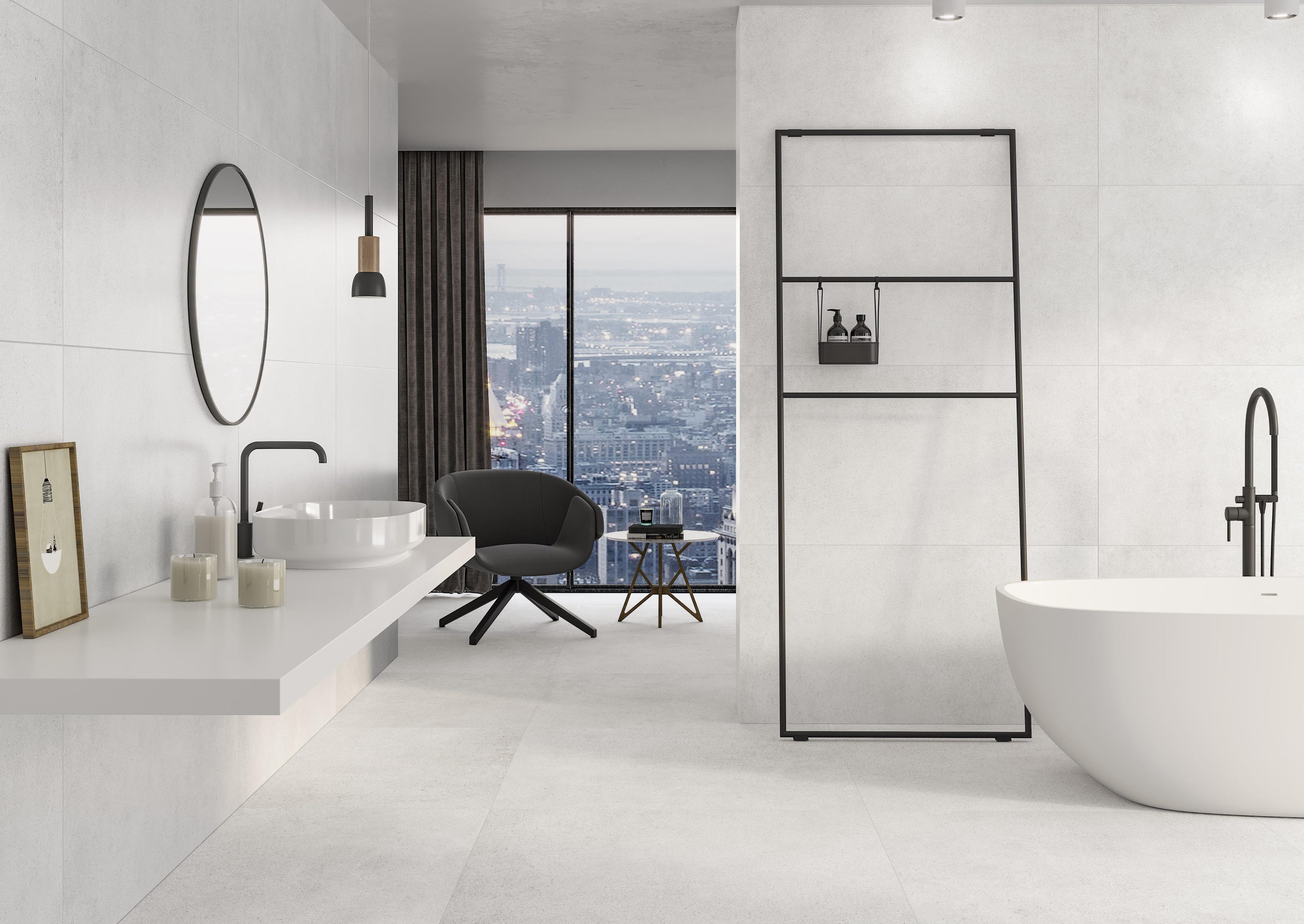 Suelo/Azulejo porcelánico Nomade efecto cemento white 120x60 cm C2 ...