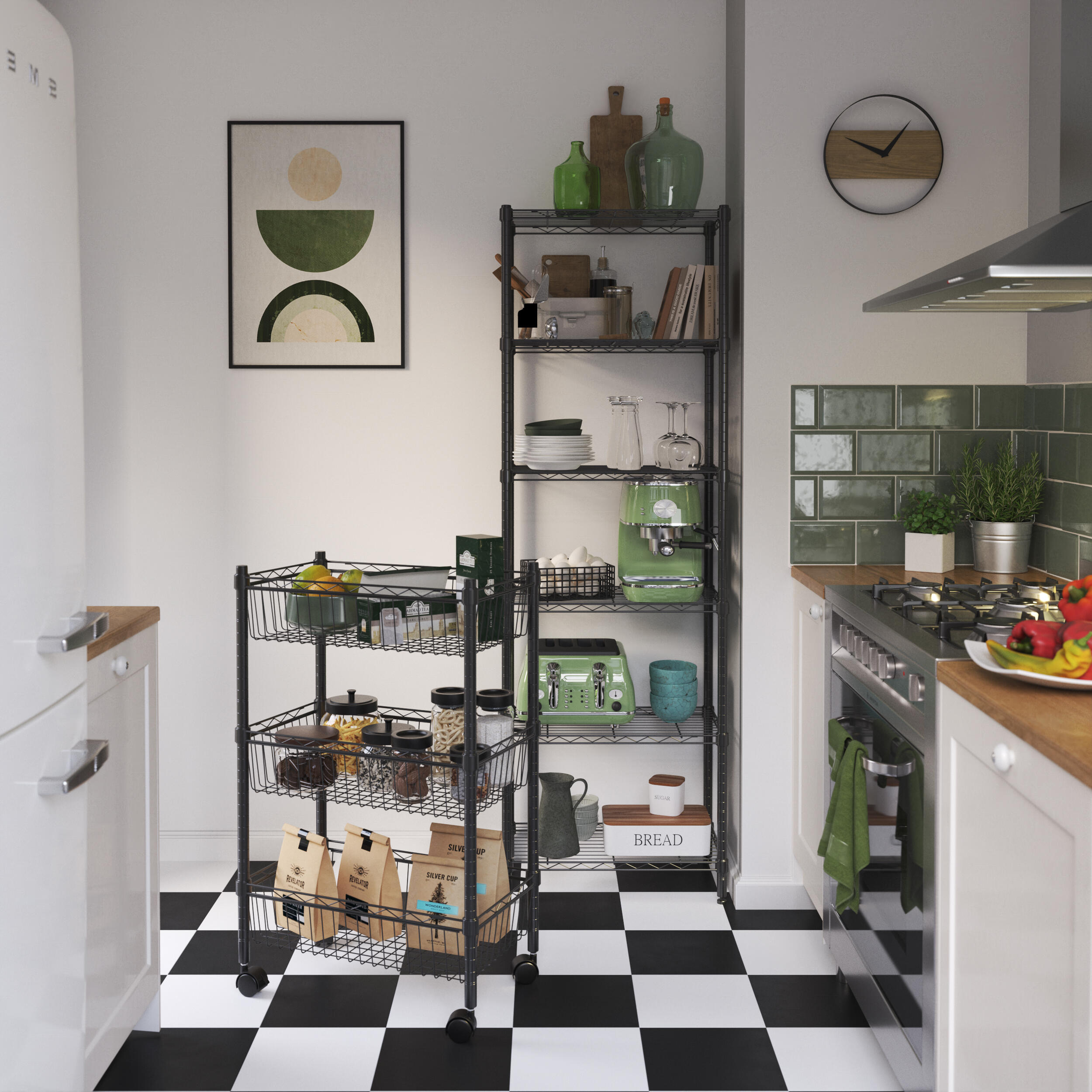 Etagère acier chromé noir SPACEO 1 tablette,l.60 x H.180 x P.35 cm - 2