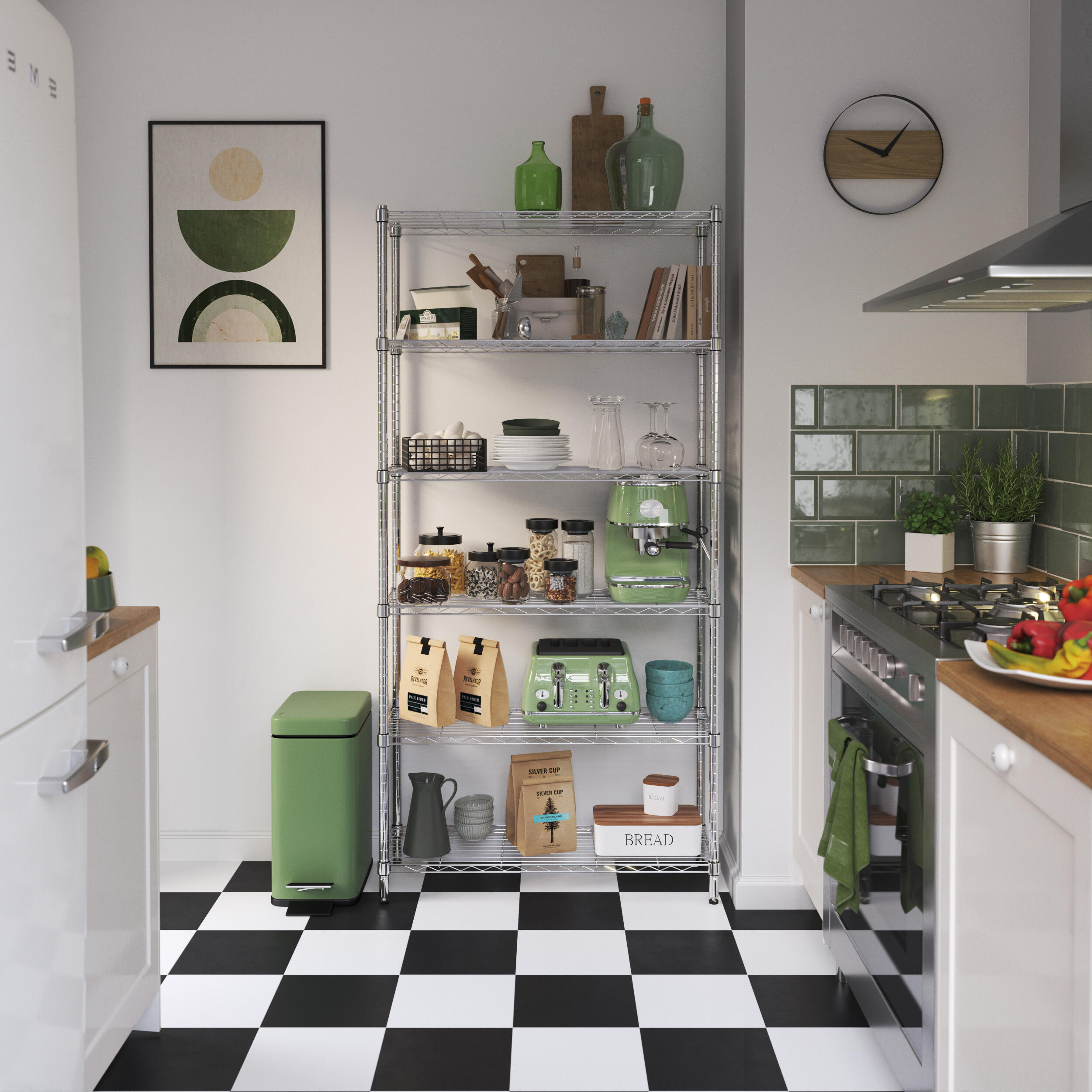 Etagère acier chromé SPACEO 6 tablettes, l.90 x H.180 x P.35 cm - 6