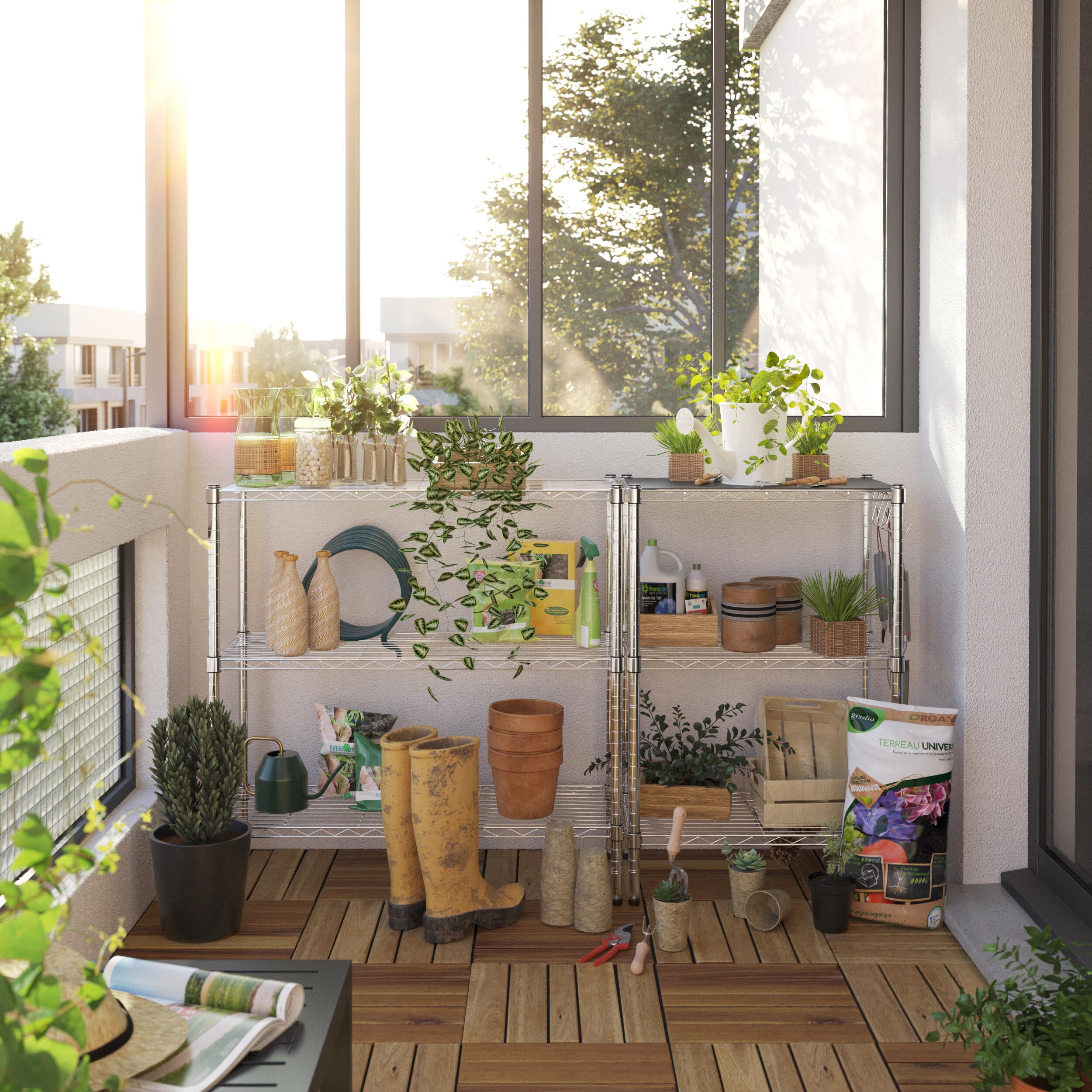 Etagère acier chromé SPACEO 3 tablettes, l.90 x H.90 x P.35 cm - 2