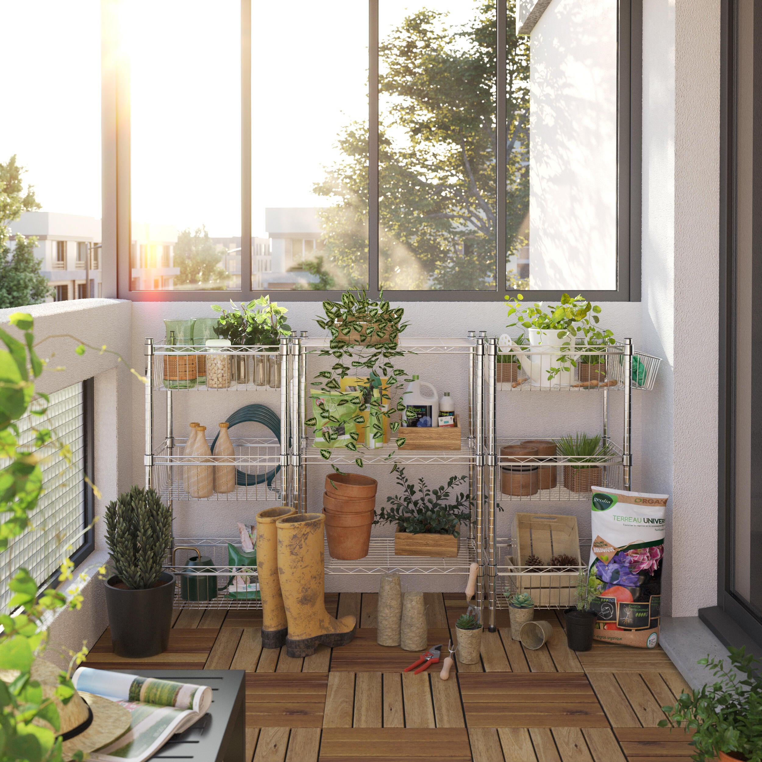 Estante cromada com 3 prateleiras cesto cromado 45x35x90 cm 50 kg Spaceo - 3