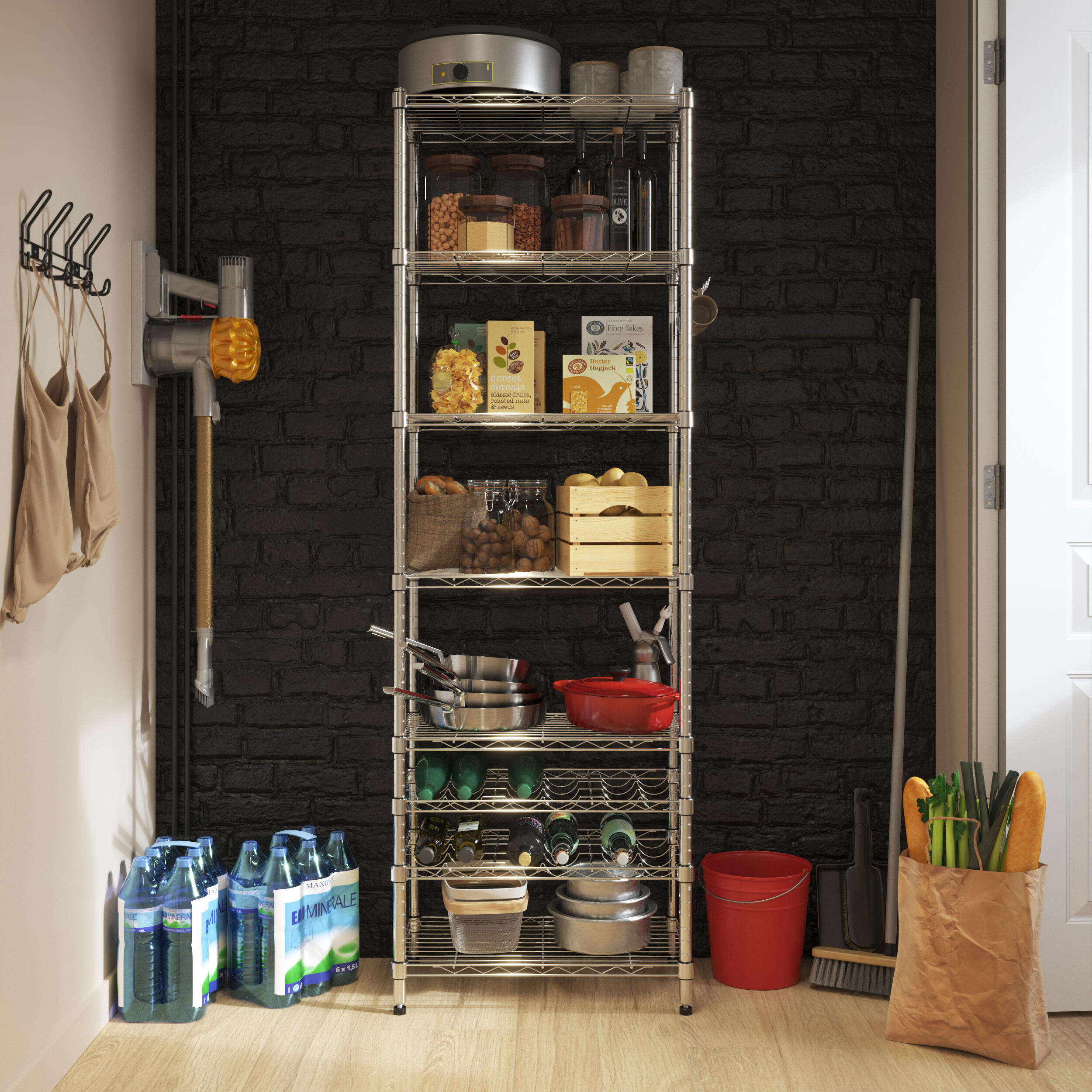 Estante metálica cinza 6 prateleiras 60x35x180 cm 50 kg Spaceo - 6