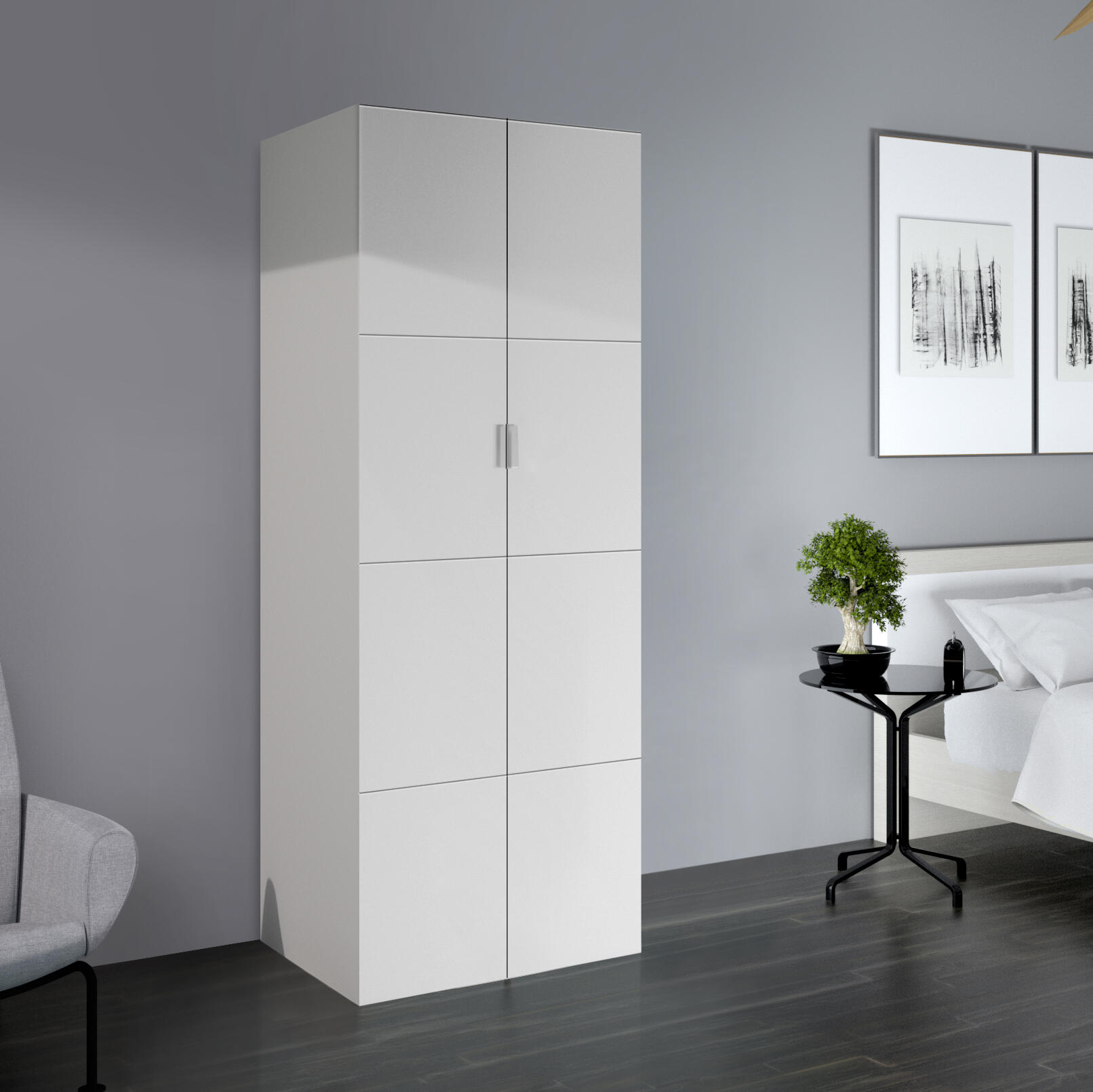 Armario ropero puerta abatible spaceo home lucerna blanco 80x200x60 cm