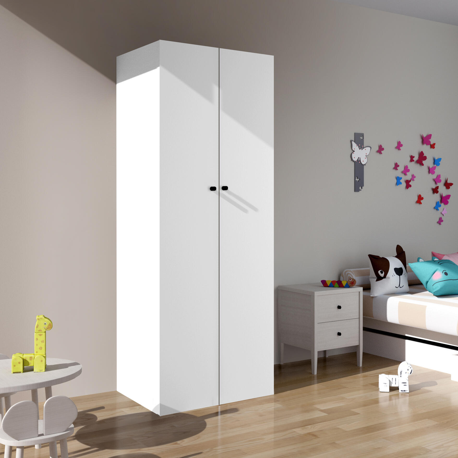 Armario ropero puerta abatible spaceo home mallorca blanco 80x200x60 cm
