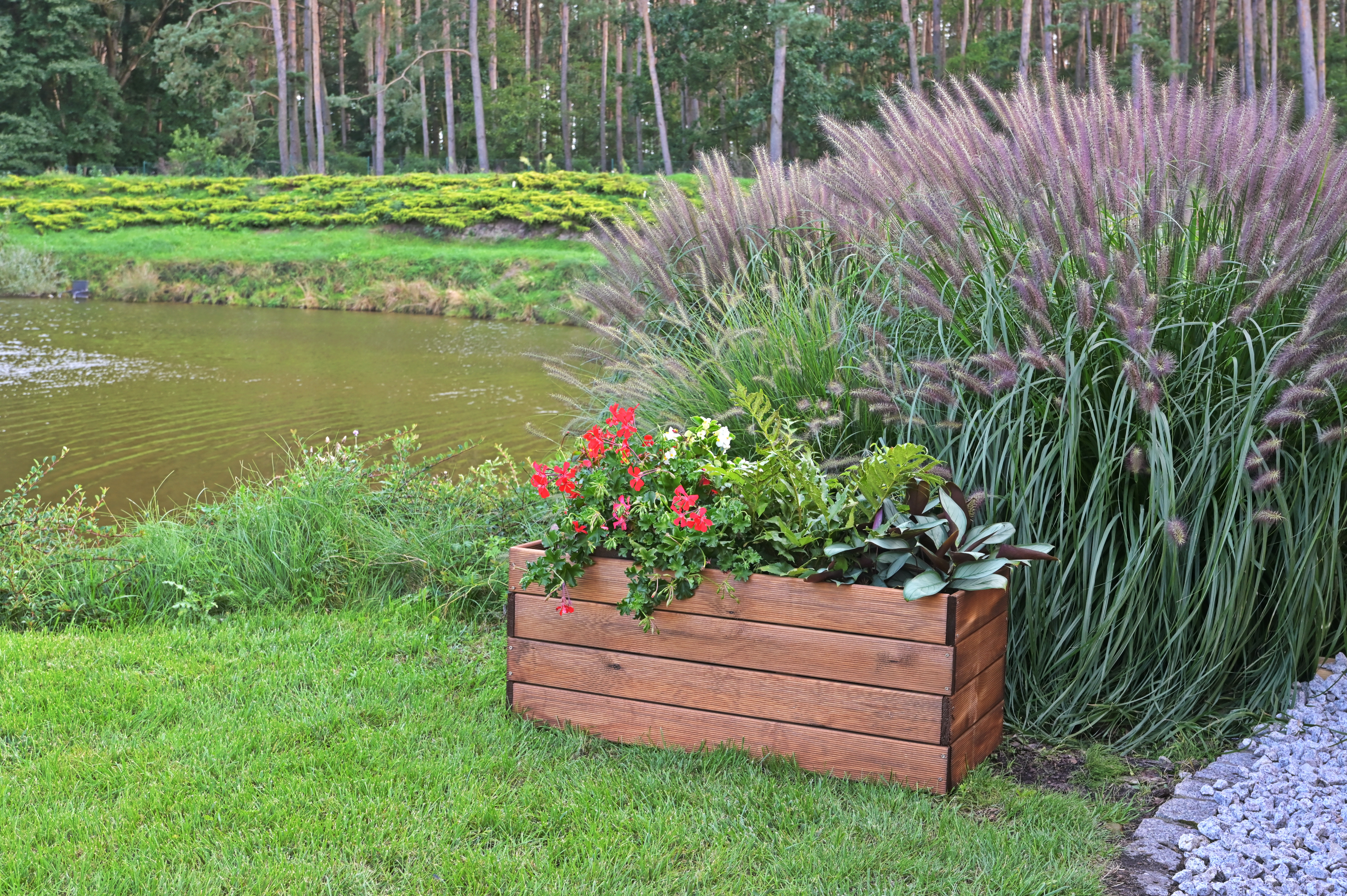 Donica duża drewniana Nive 90x40x37 cm brązowa Naterial - 2