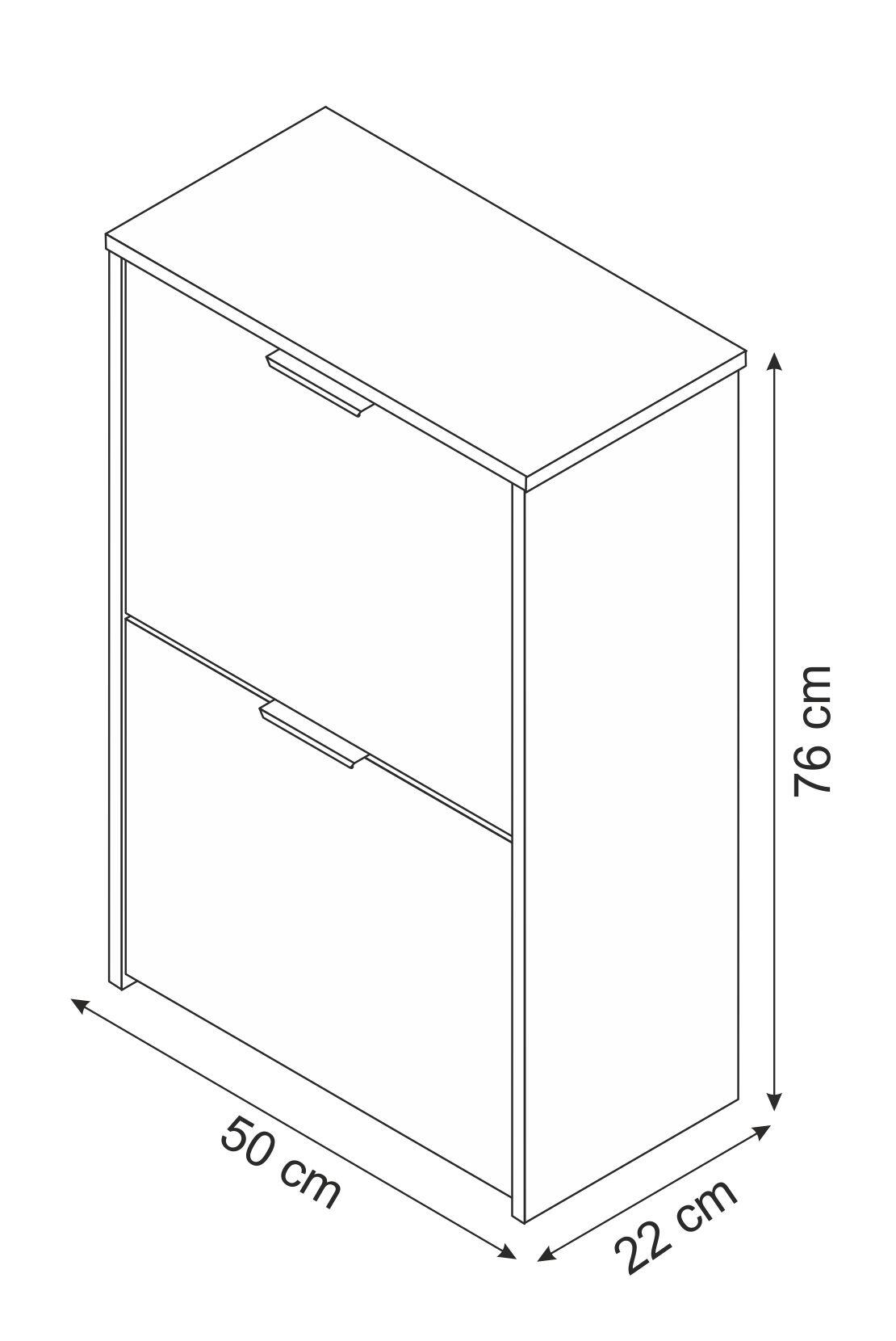 Zapatero Tuc con 2 compartimentos para 12 pares en melamina color roble cambrian 50x76x22 cm - 2