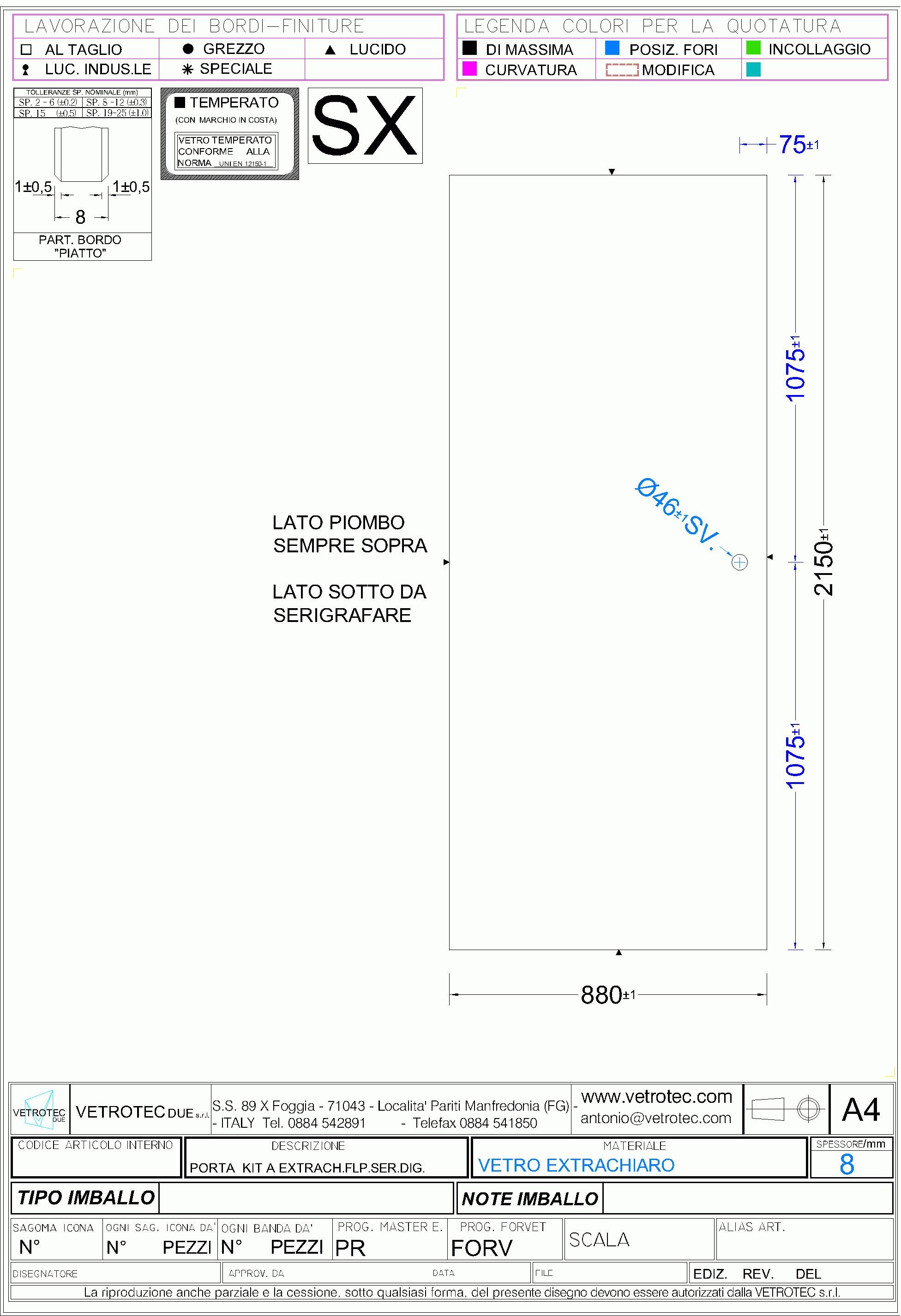 Anta per porta scorrevole Regole Tel. in vetro trasparente L 96 x H 215 cm sp.8 mm sinistra - 4