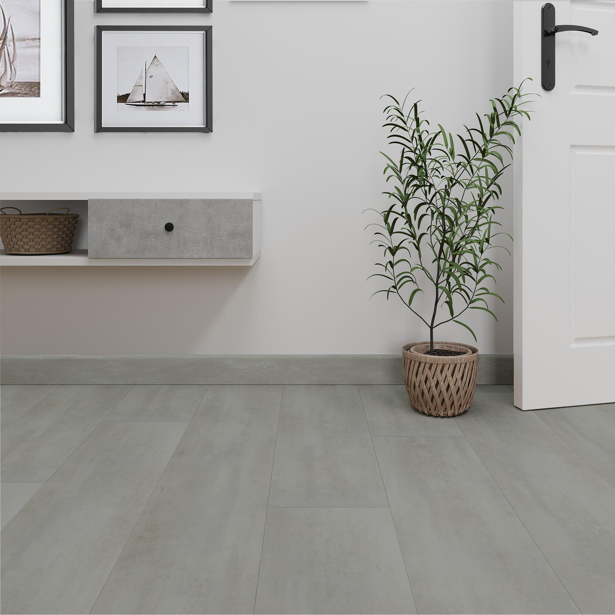 Rodapé MDF cinza acetinado 14x78x2400 mm Artens CER510 - 3