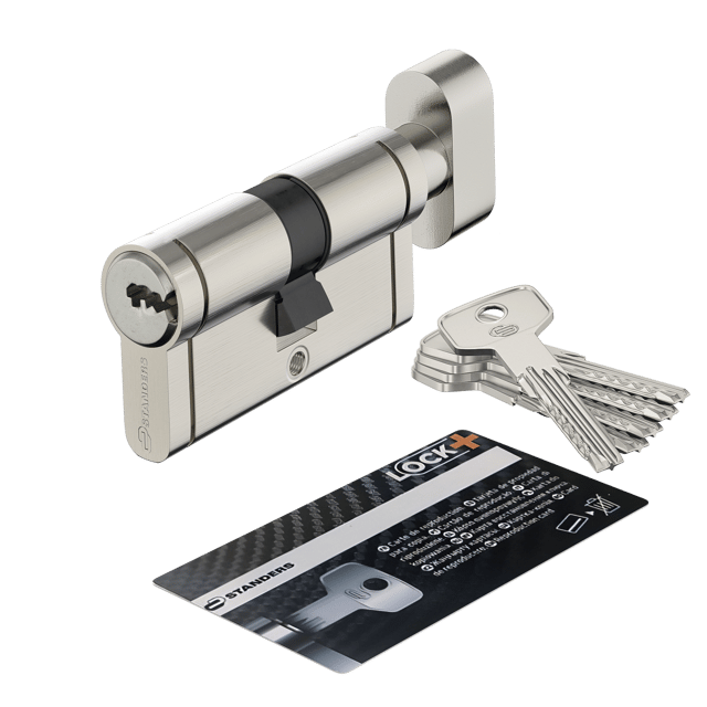 Bombín para cerradura con botón STANDERS LOCK+ de 30 + 30 mm niquelado