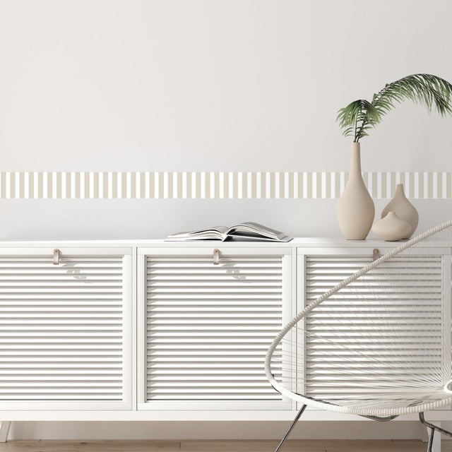 Cenefa adhesiva PVC lavable geométrico Rayas Gaspare beige 10 cm x 3 m