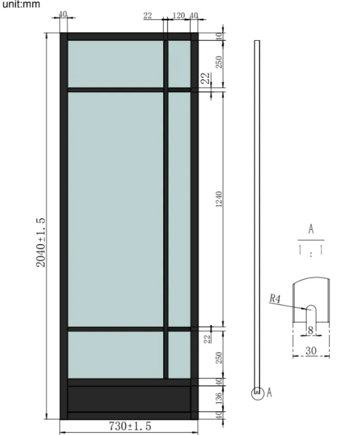 Porte coulissante vitrée Emma, H.204 x l.73 cm - 4
