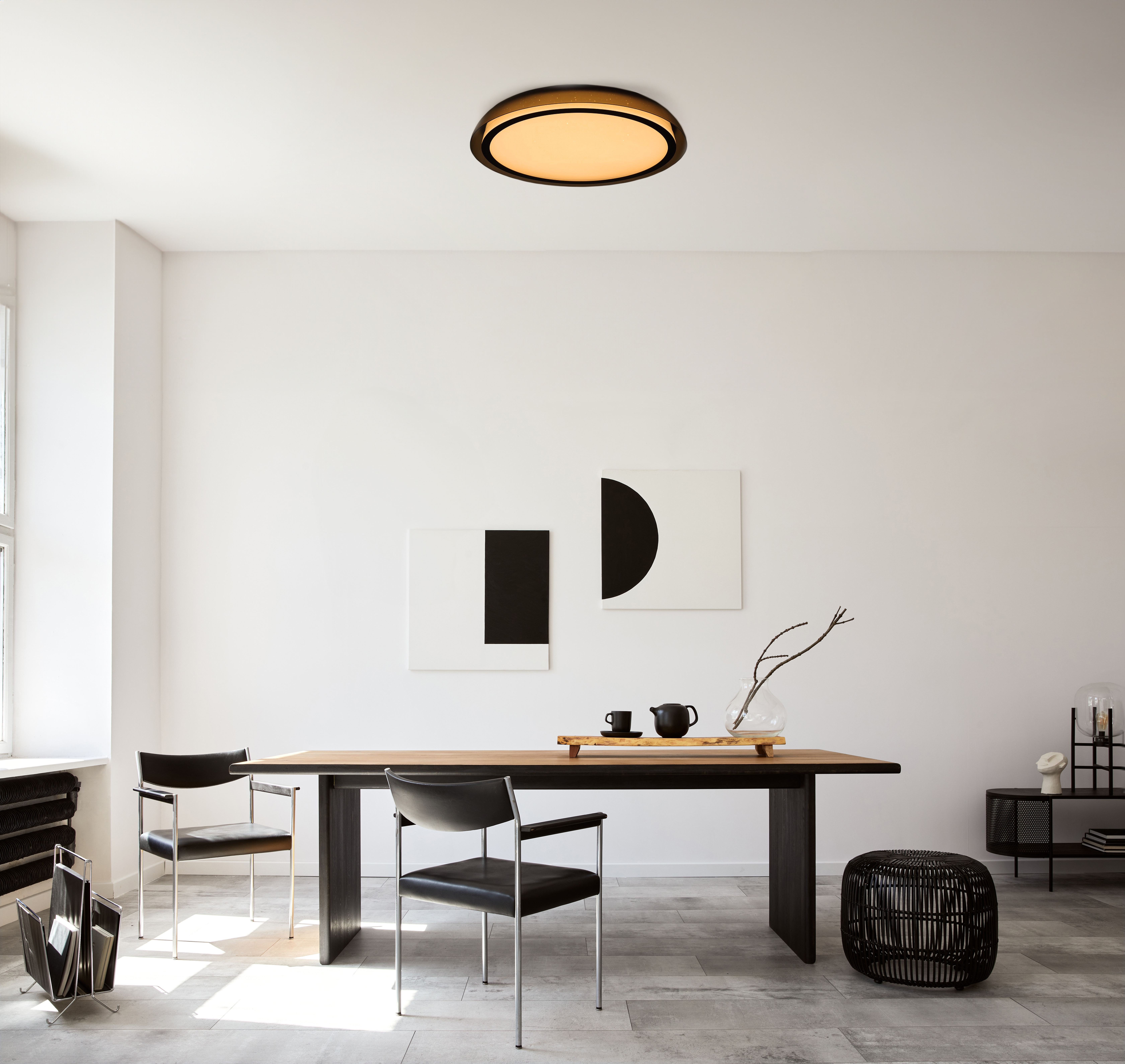 Plafón jan led color luz regulable 66 cm madera/negro