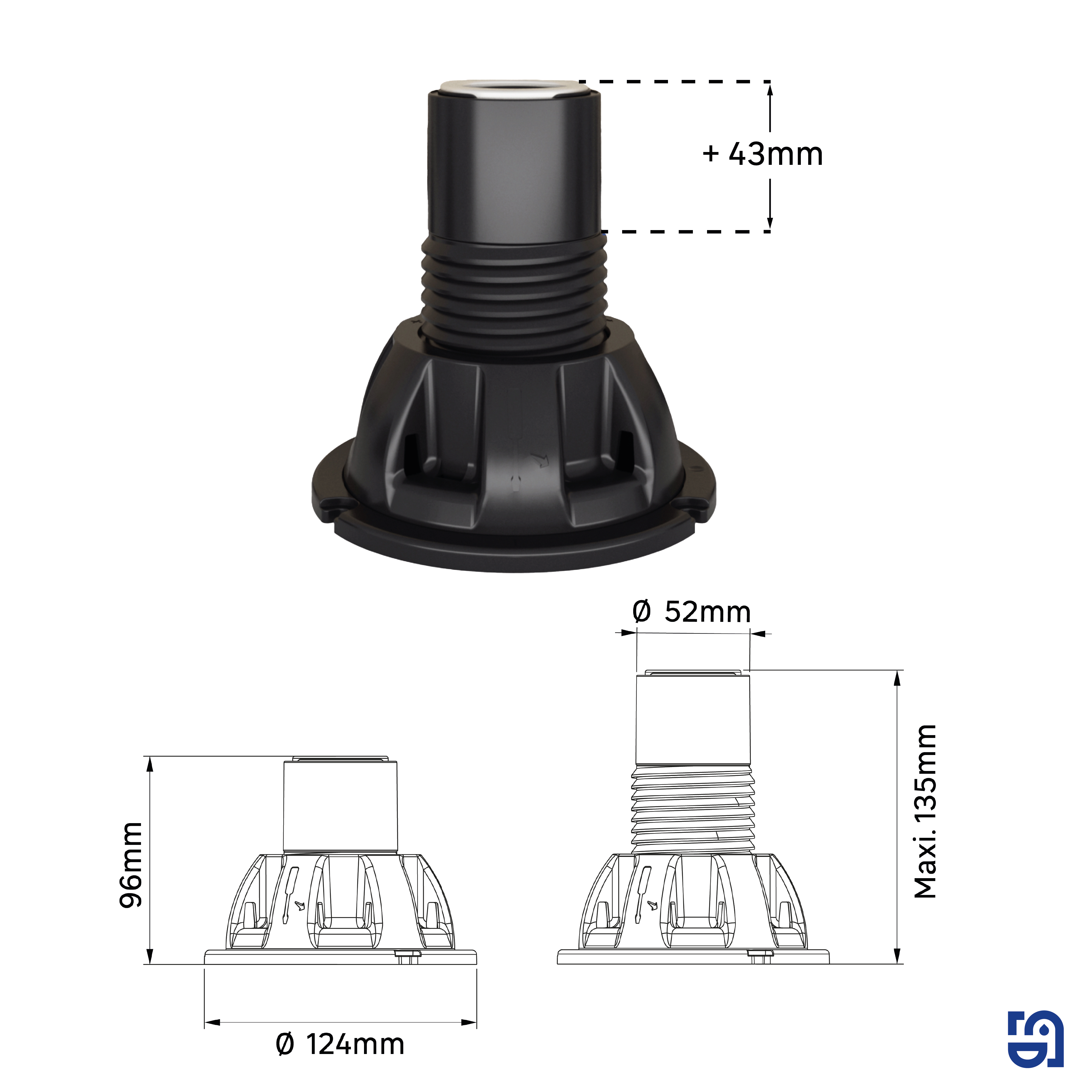 Pack de 2 réhausses pour pieds de receveur L.4xl.5 cm polypropylène noir Sensea - 2