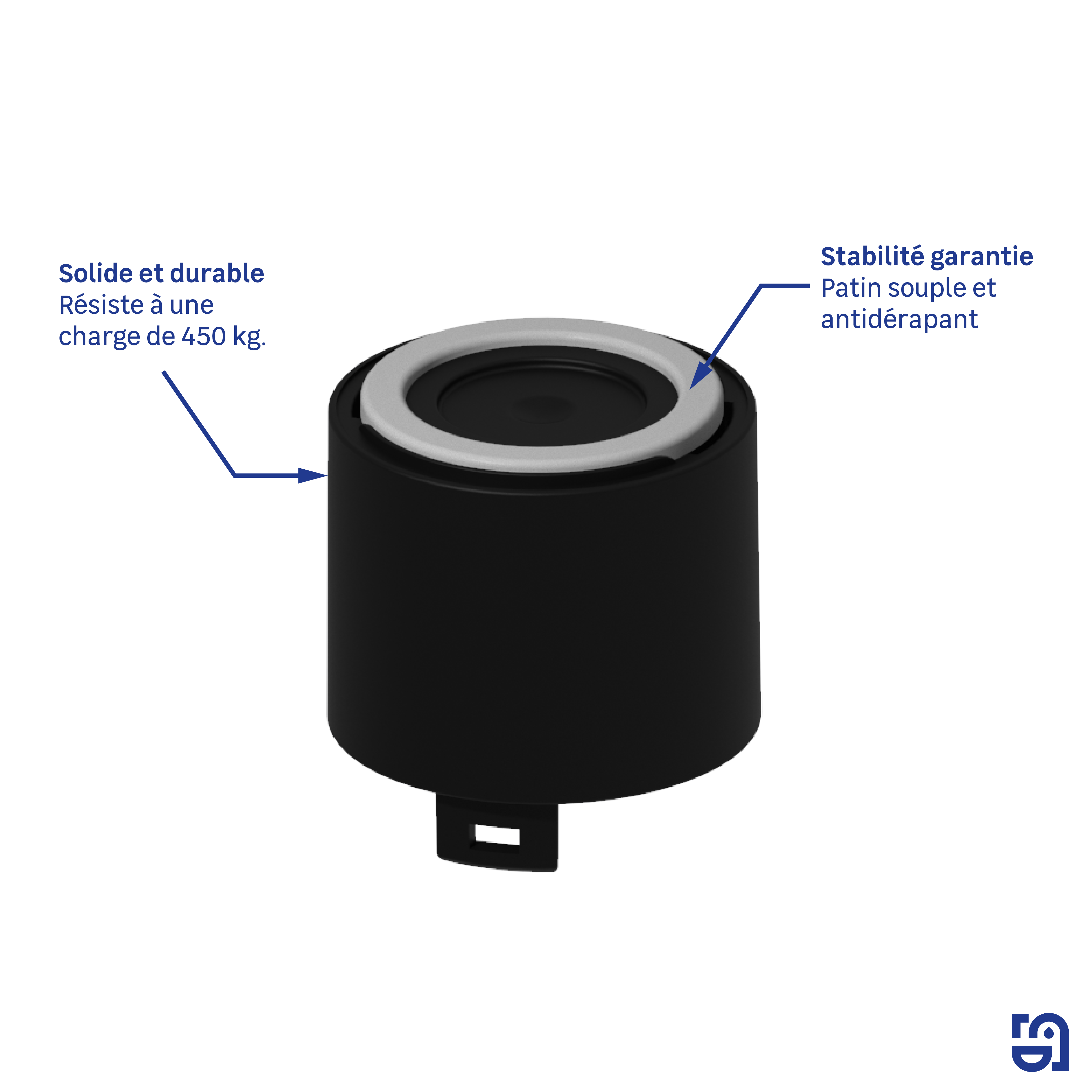 Pack de 2 réhausses pour pieds de receveur L.4xl.5 cm polypropylène noir Sensea - 3