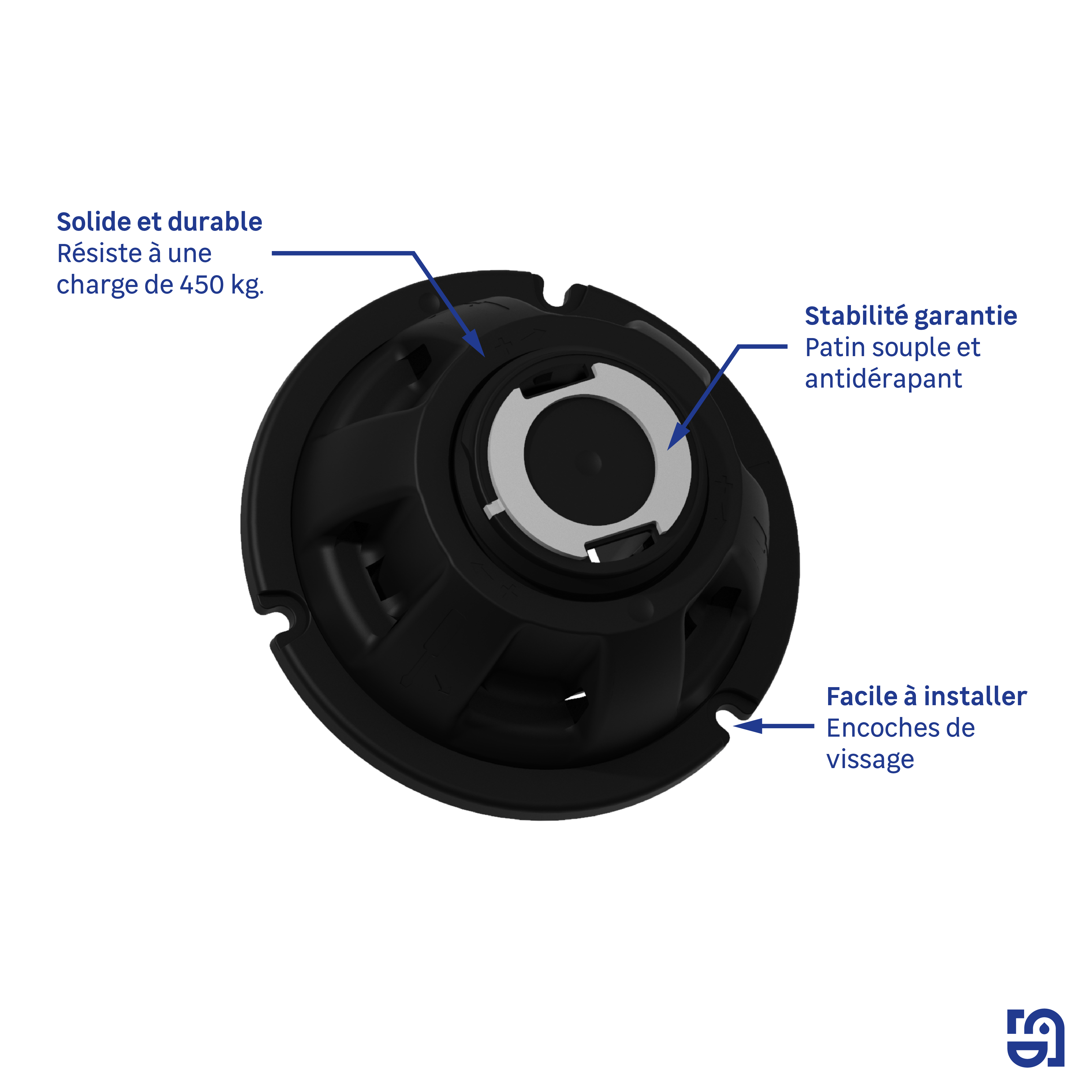 Lot de 2 pieds de receveur extra-plat polypropylène noir Sensea - 3