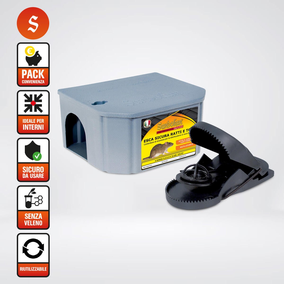 Trappola per topo e ratto SANDOKAN contenitore HACCP - 3