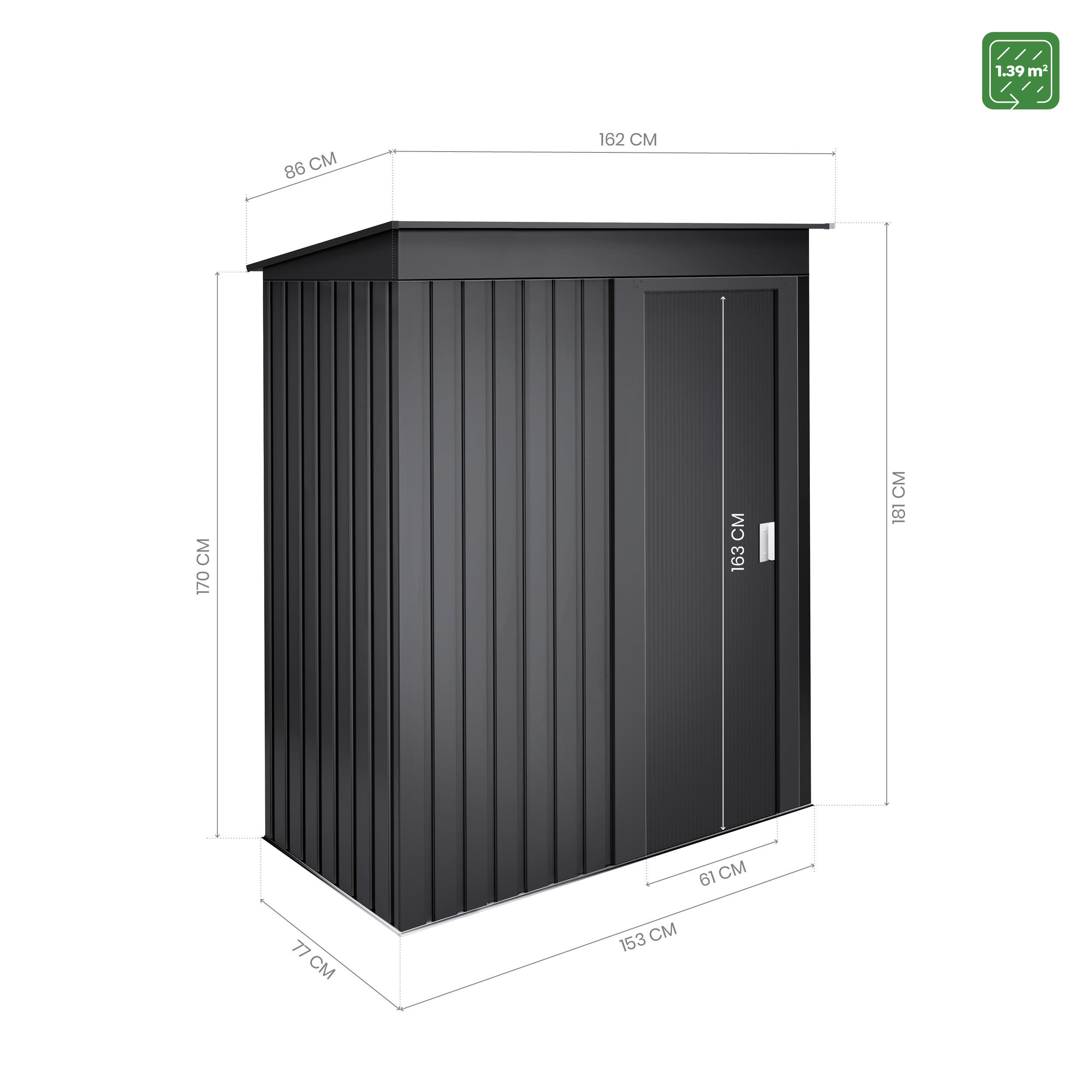 Abrigo de jardim metálico 1.39M - 3