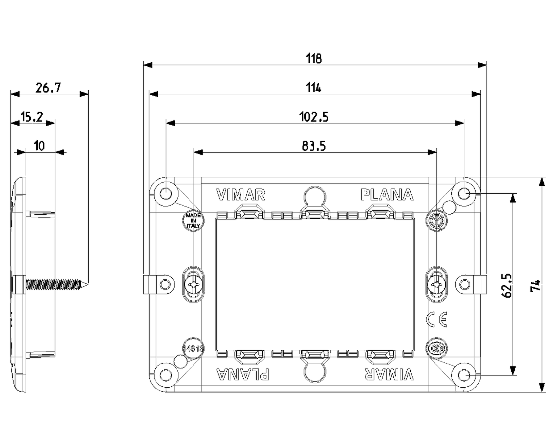 Supporto 3 moduli Plana VIMAR verde - 4