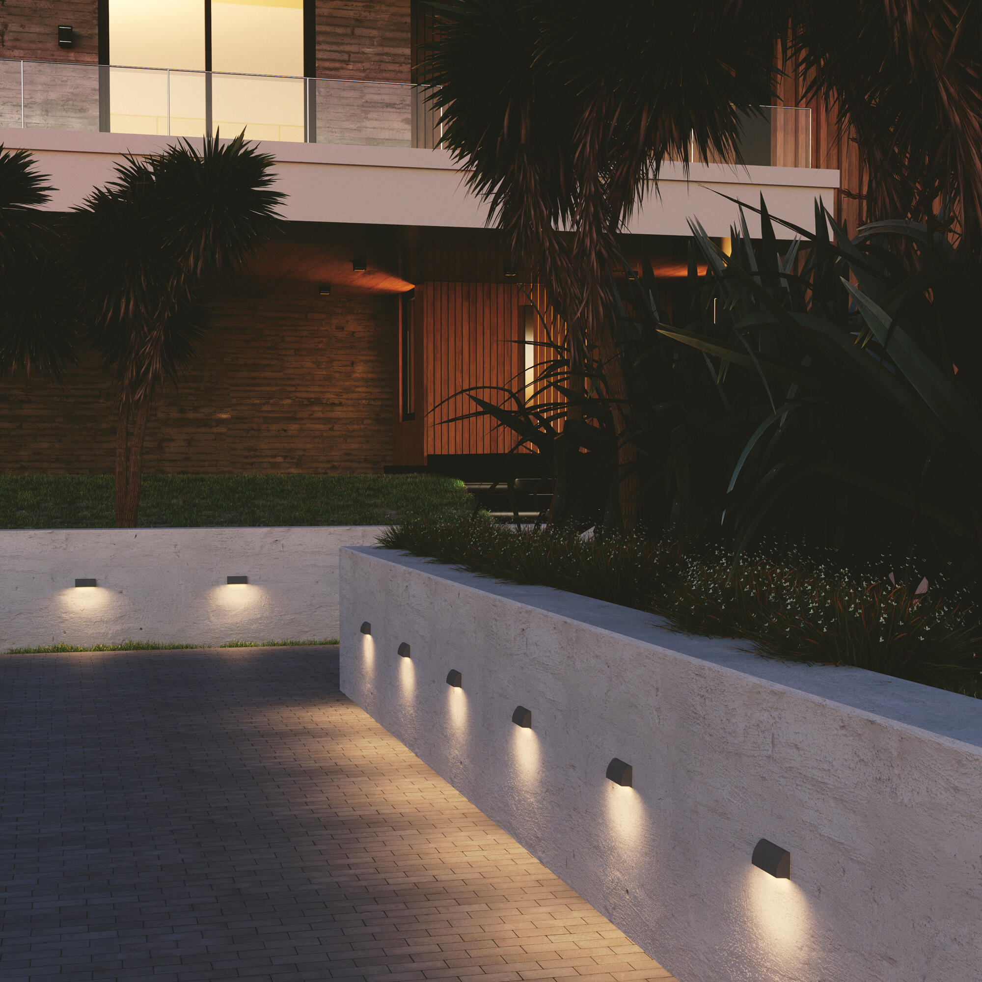 Applique LED moderno da esterno Shelby doppia luce nero IP54, luce bianco naturale 120 lumen, INTEC - 2