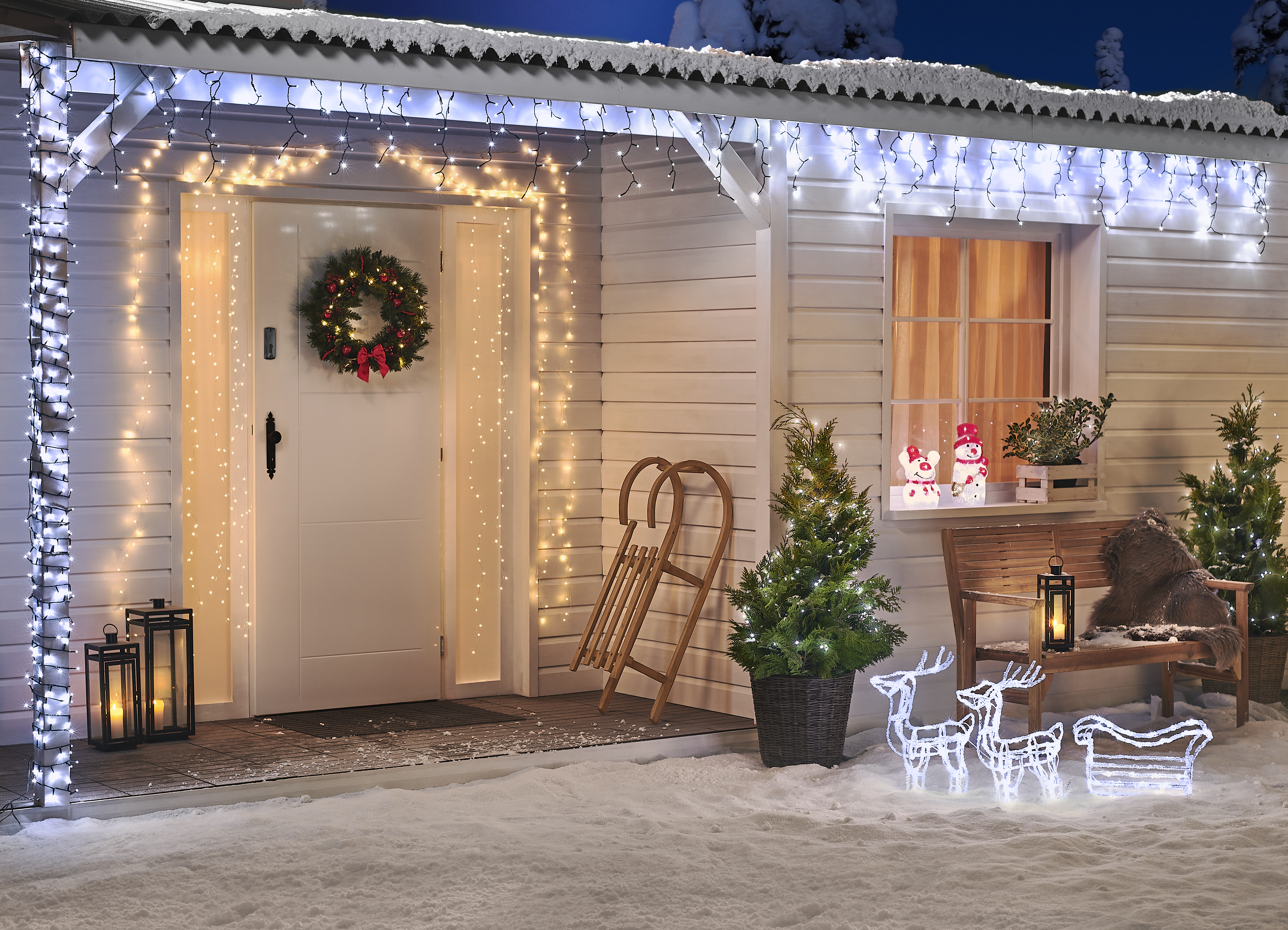 Lampki choinkowe zewnętrzne 20m 400 LED ciepła biel 8 funkcji - 4