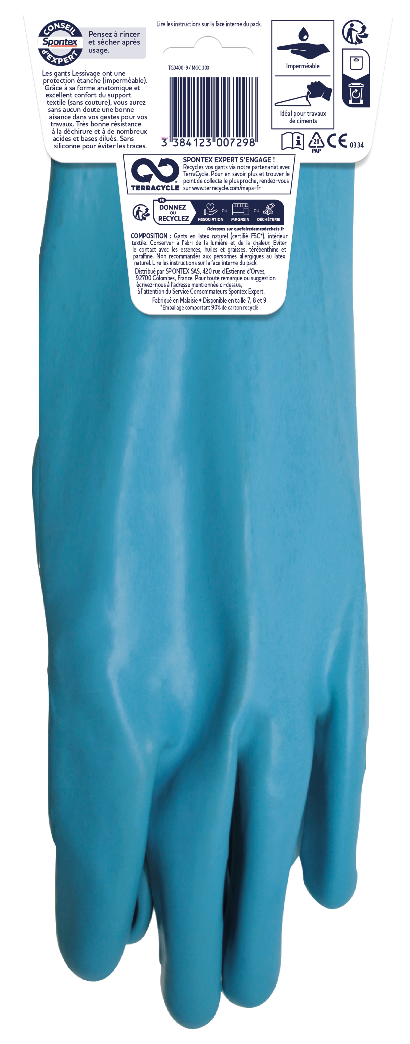 gant pour les travaux ménagers latex, T 9 SPONTEX EXPERT - 3