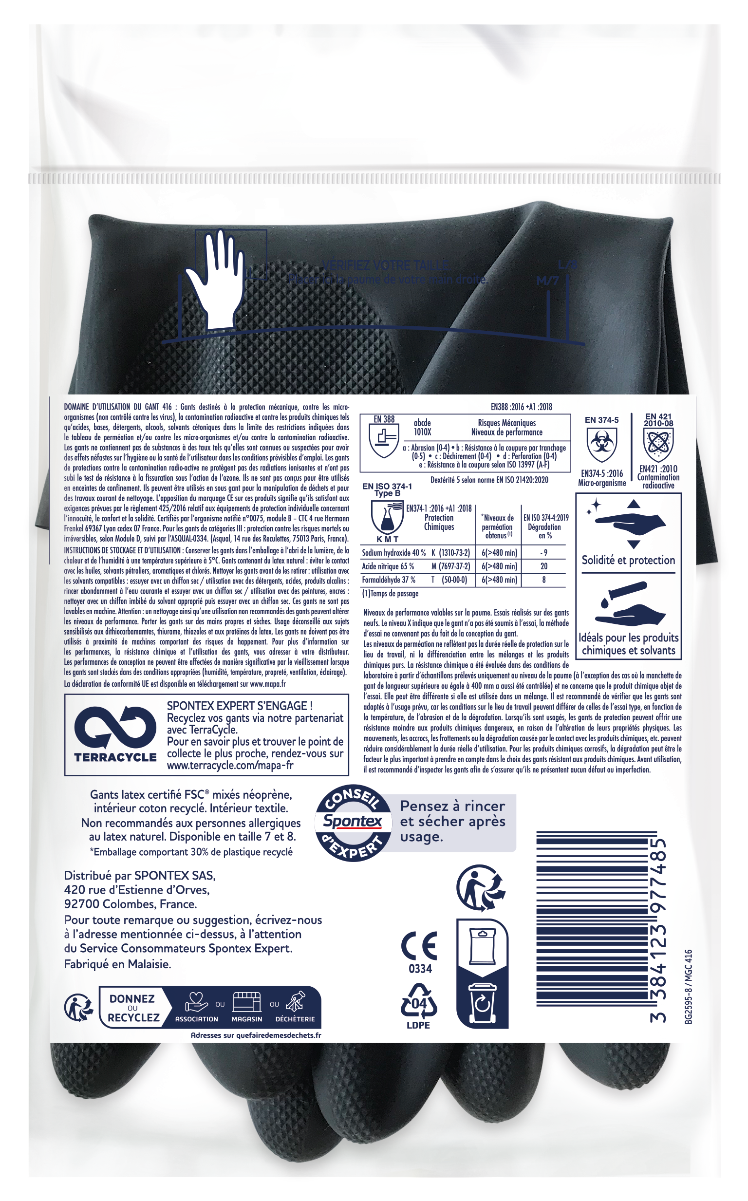 gant pour les travaux ménagers latex, T 8 SPONTEX EXPERT - 3