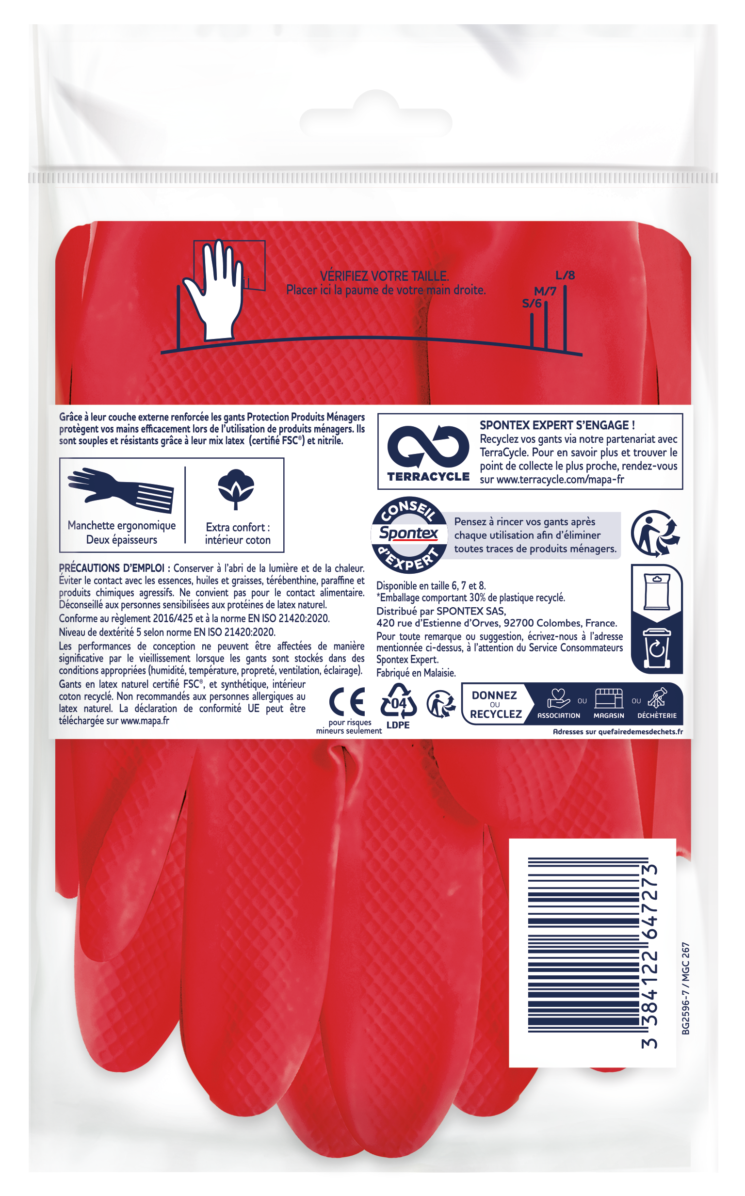 gant pour les travaux chimiques latex, T 7 SPONTEX EXPERT - 3