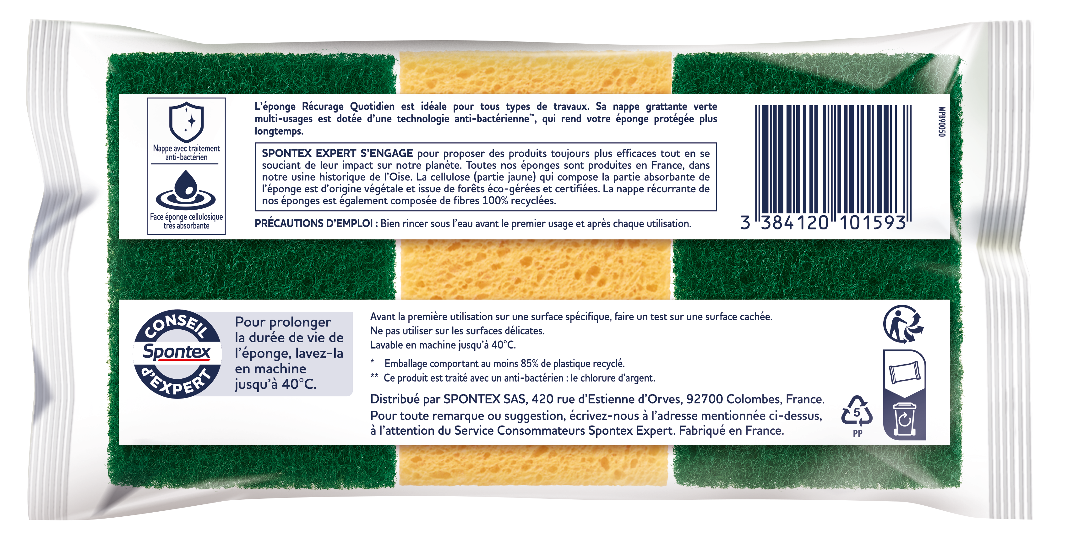 Lot de 6 Éponge artificielle Récurage quotidien universel, SPONTEX EXPERT - 4