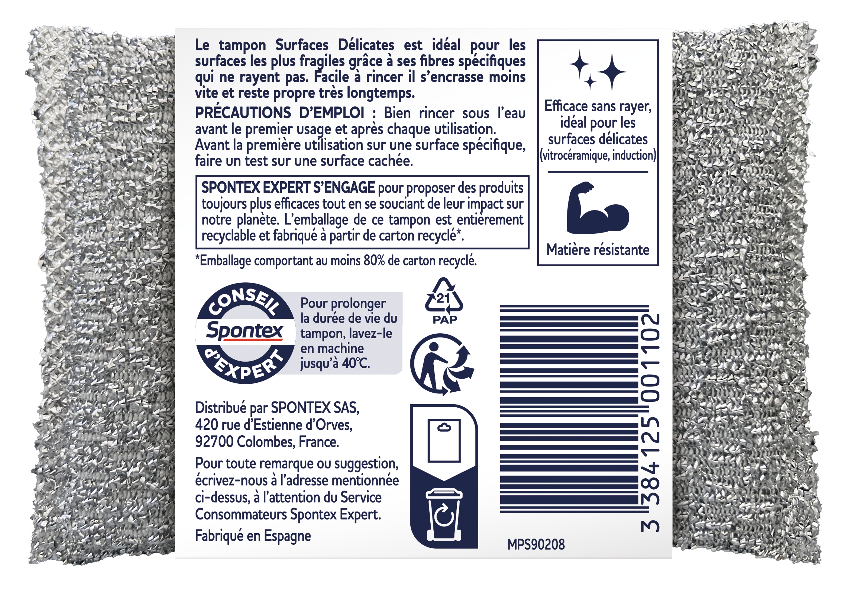 Lot de 2 tampons à récurer Surfaces délicates, SPONTEX EXPERT - 4