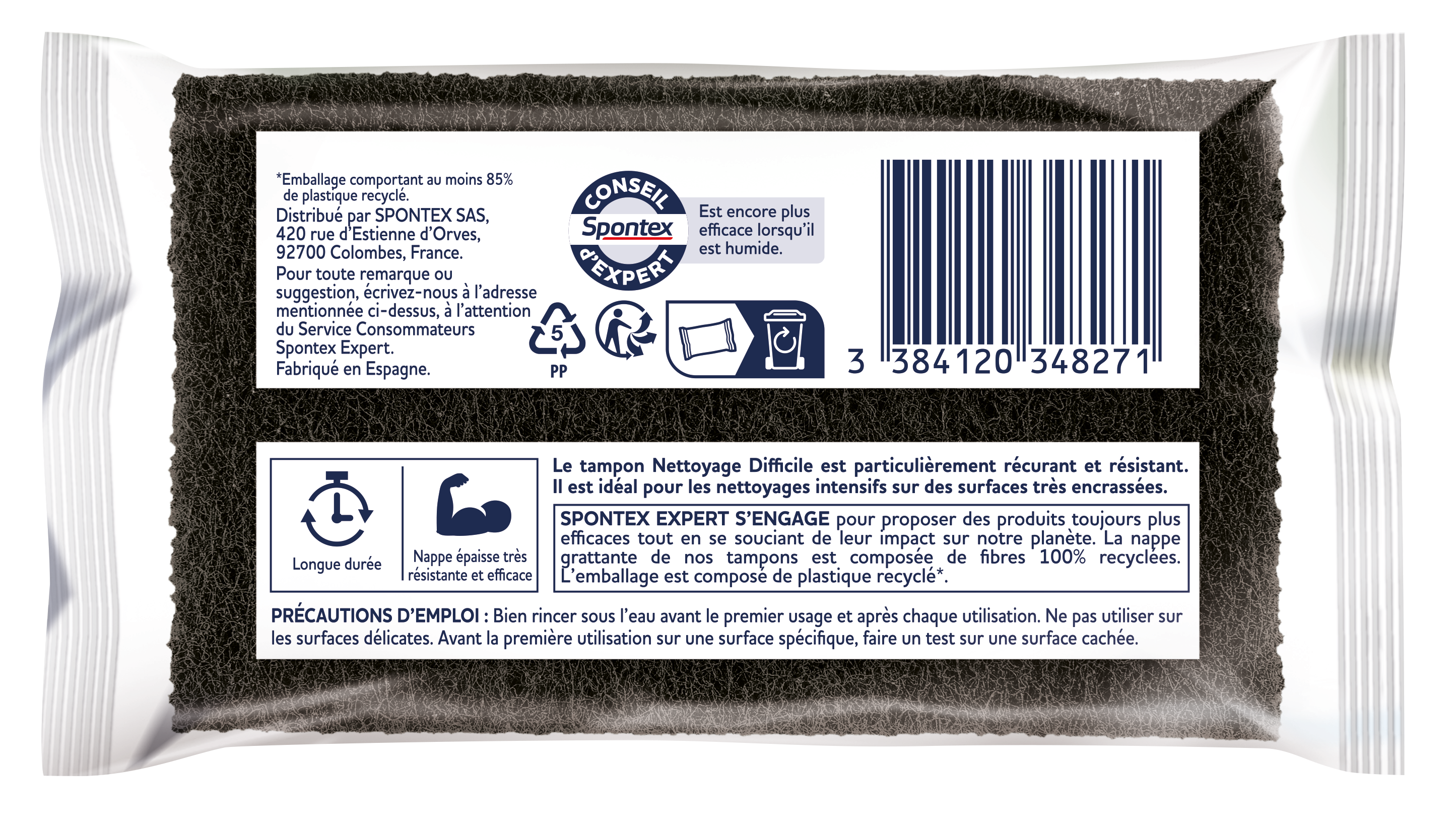 Lot de 6 tampons à récurer Nettoyage difficile universel, SPONTEX EXPERT - 4