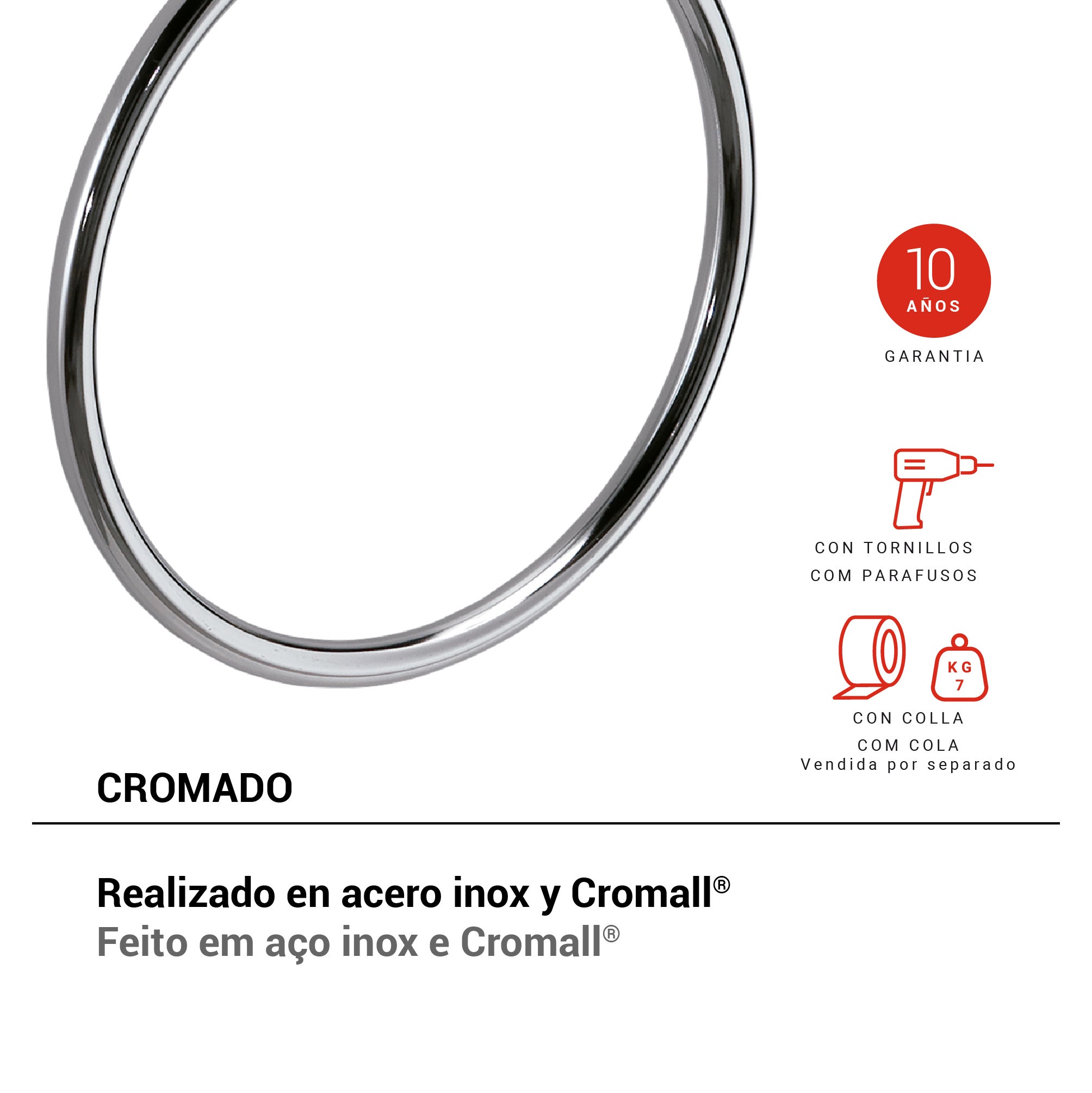 Toalheiro aro Olimpo Gedy cromado - 6