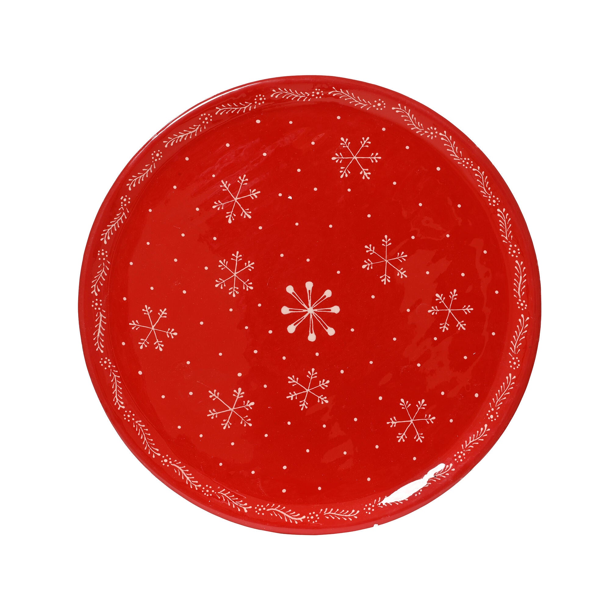 Plato decorativo madera rojo nieve 26cm