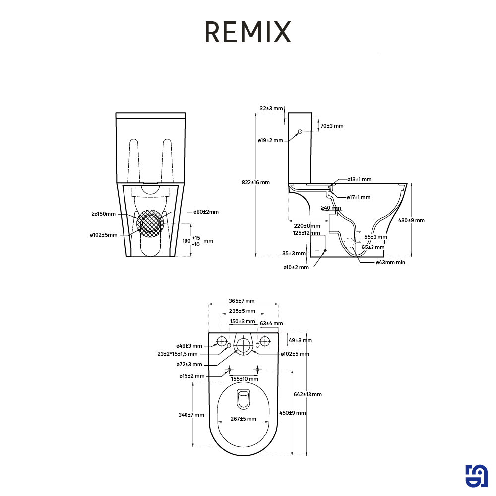 Pack WC à poser sortie universel, sans bride (sans rebord) Remix surélevé, SENSE - 8