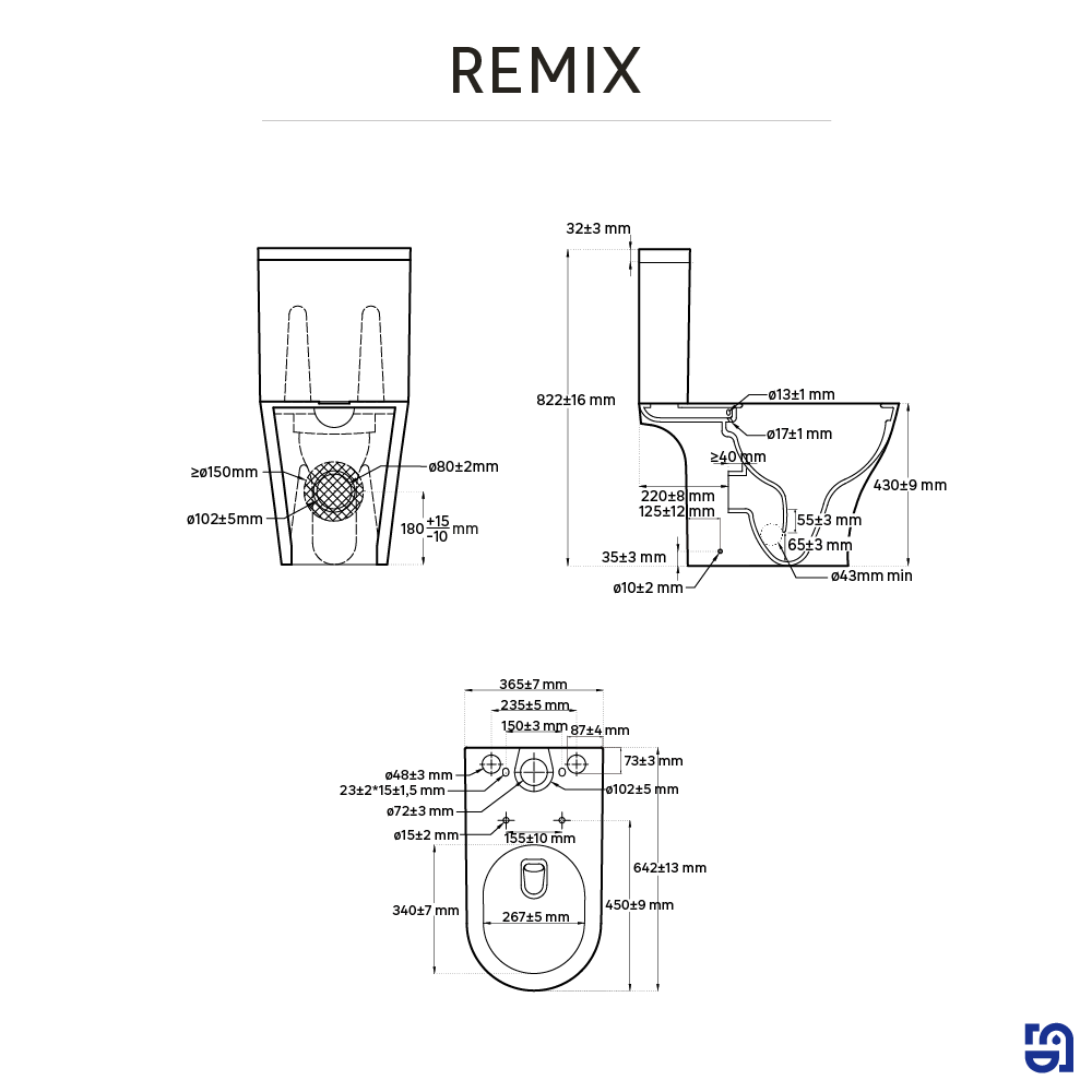 Pack sanita ao chão branco saída universal 3/4.5 l Sensea Remix - 10