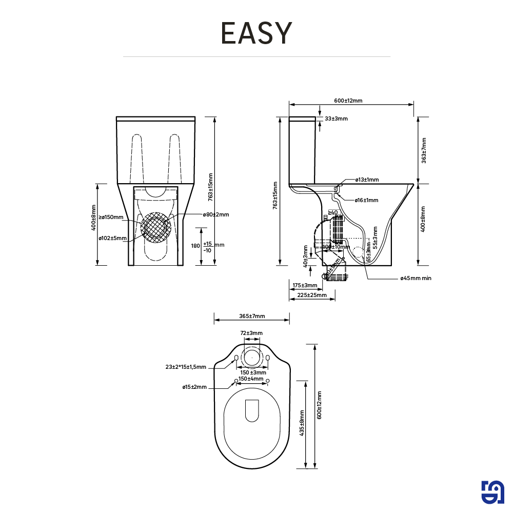 Pack sanita profundidade 60cm saída dupla branco Sensea Easy - 8