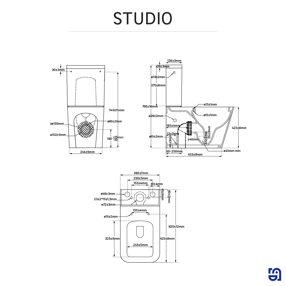 Pack WC à poser sortie universel, sans bride (sans rebord) Studio, SENSEA - 8