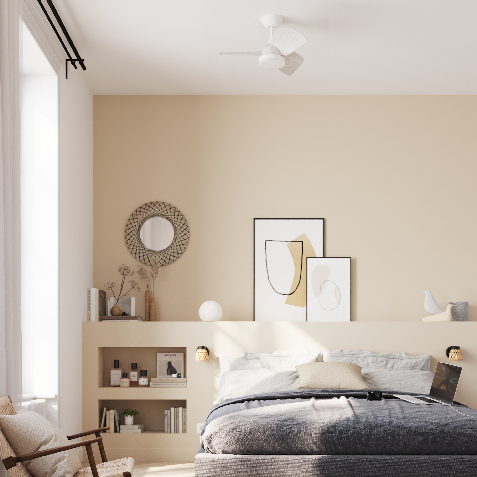 Ventilador de techo con luz silencioso DC Inspire Beach blanco 71 cm - 6