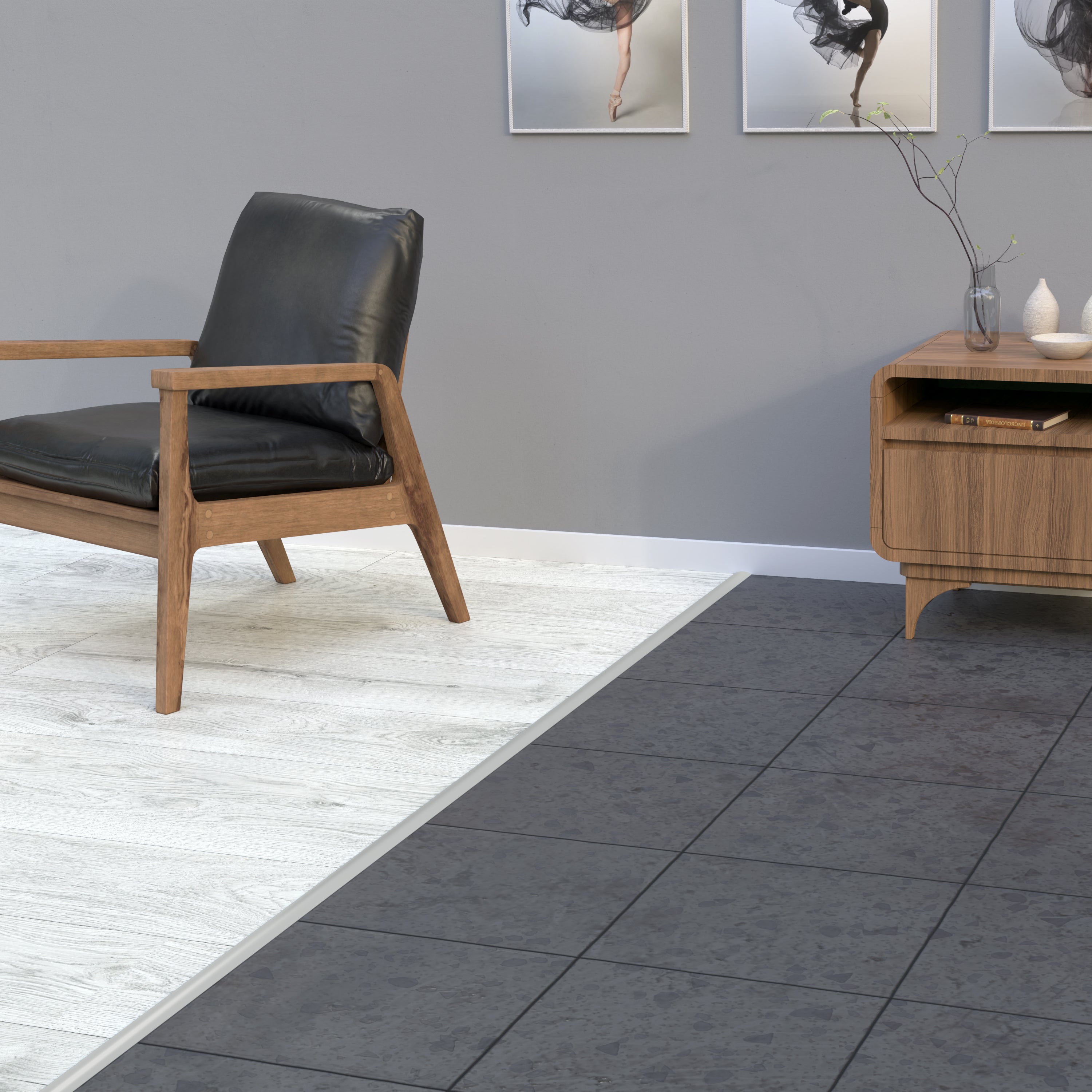 Barre de seuil bombée alu mat auto-adhésive, l.3 cm x L.166 cm ARTENS - 2