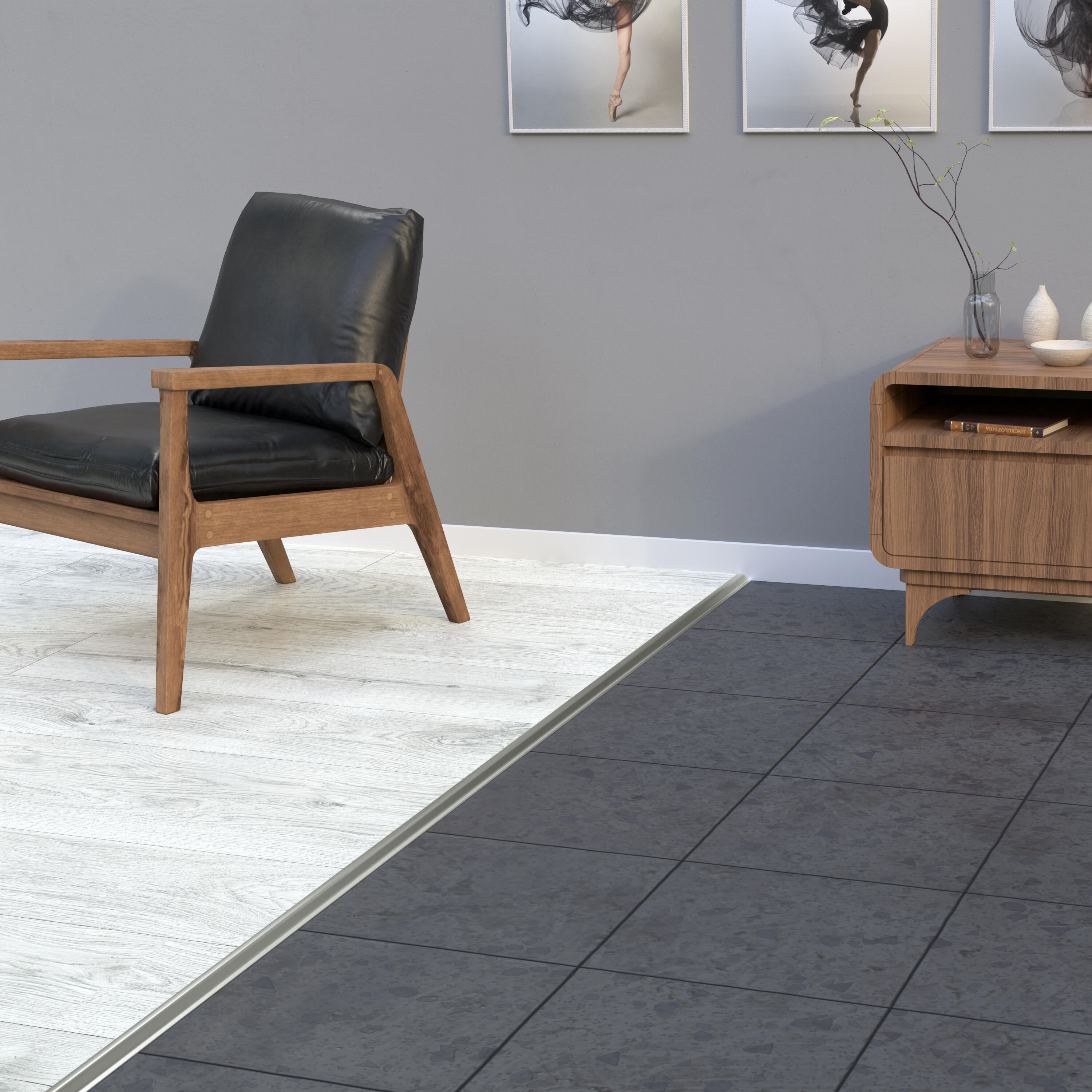 Barre de seuil alu alu brillant à coller, l.5 cm x L.83 cm ARTENS - 2